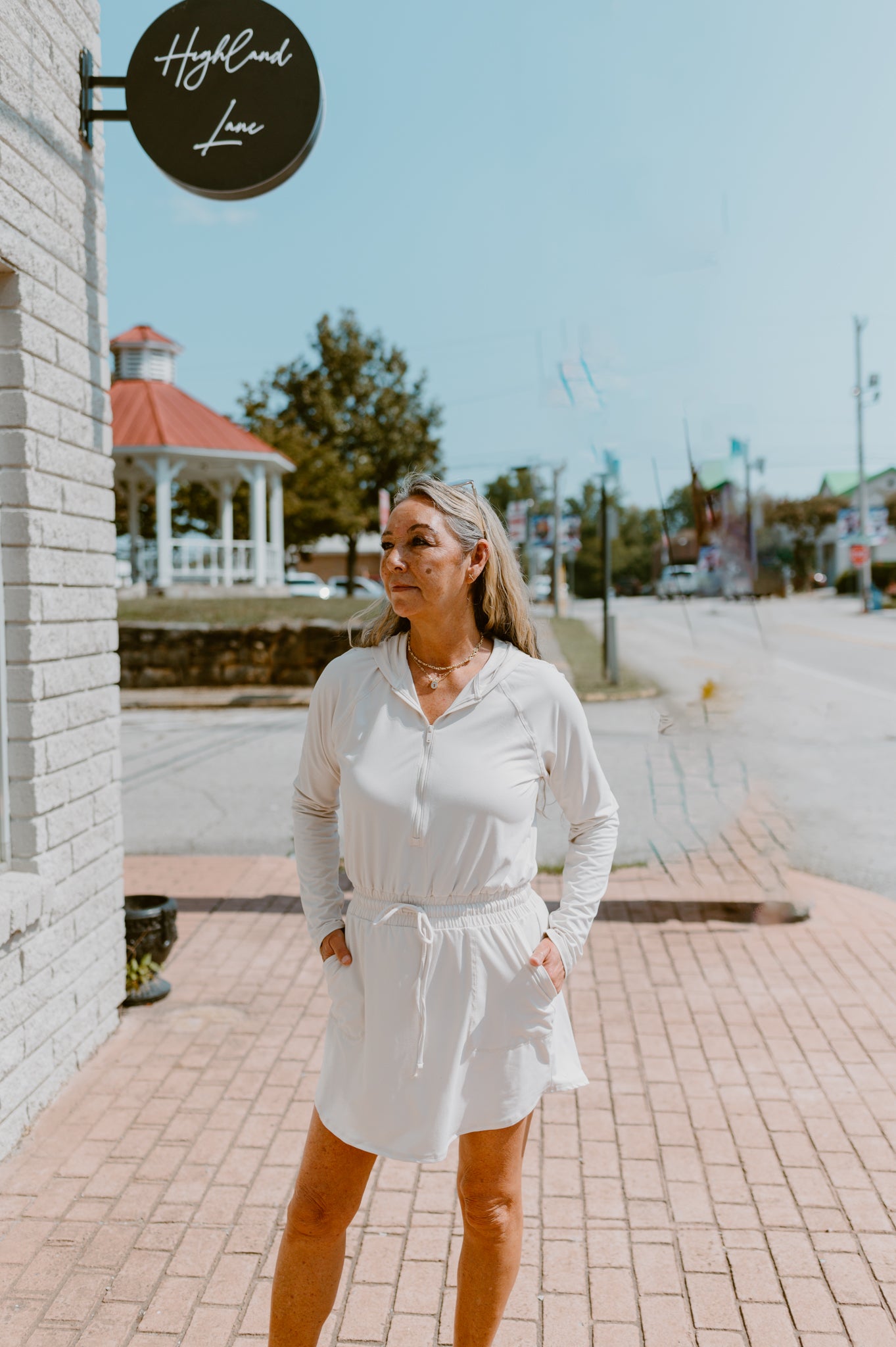 Getting Out Long Sleeve Hoodie Romper-Winter White