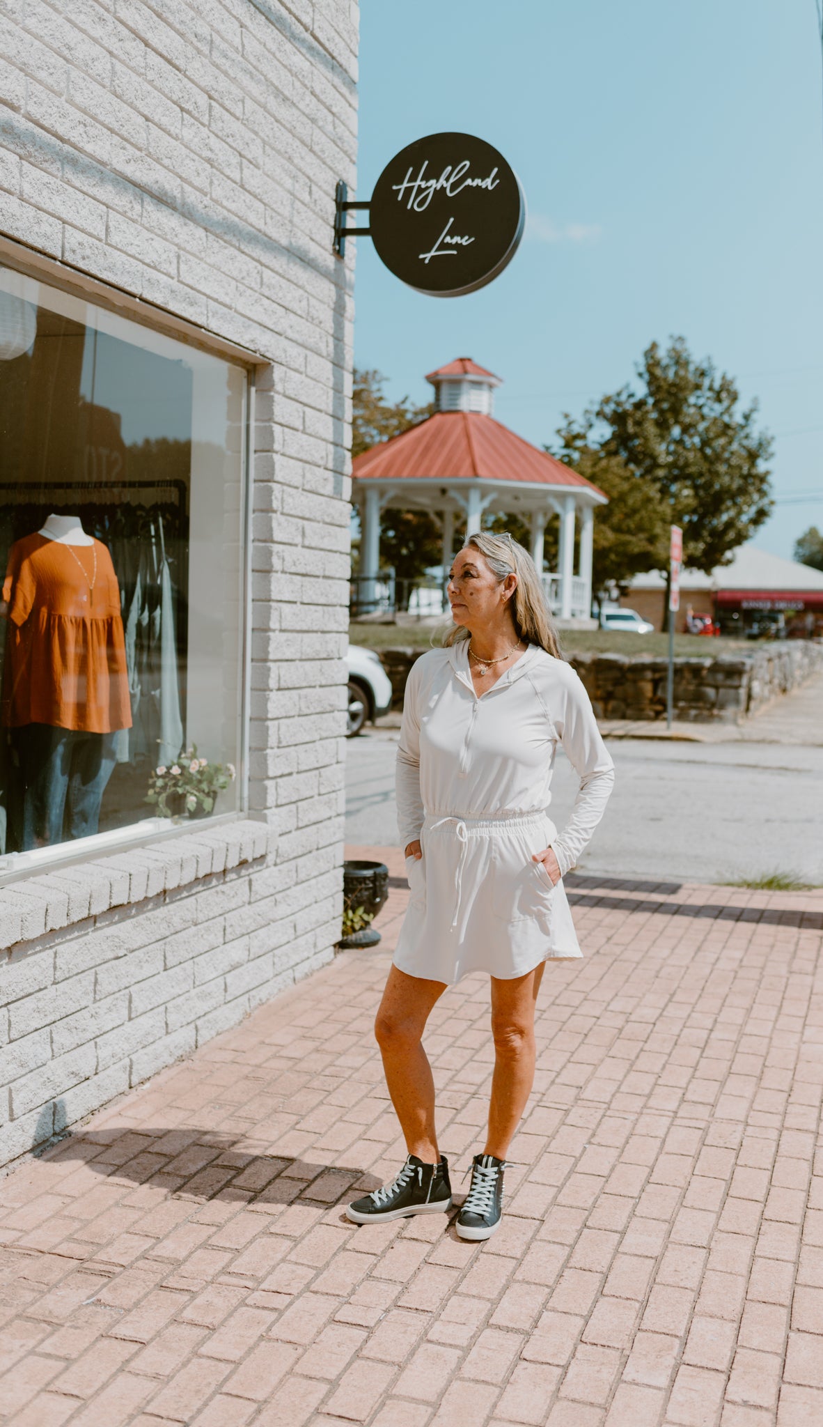 Getting Out Long Sleeve Hoodie Romper-Winter White
