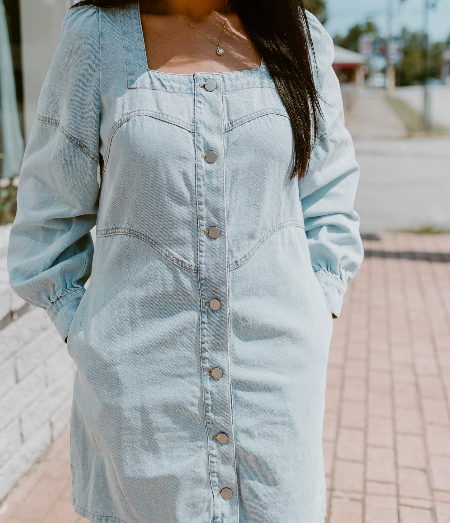 Denim Days Square Neck Dress