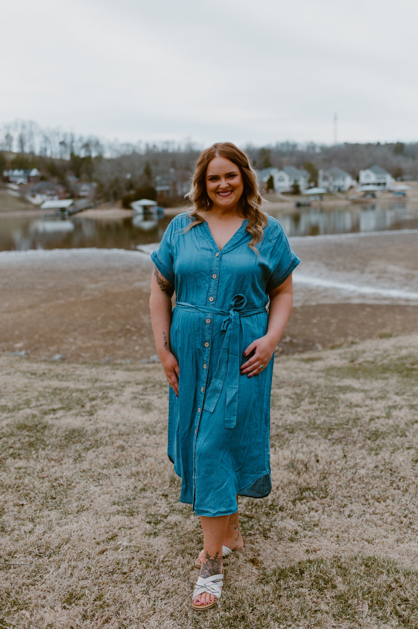 Blue Horizon Belted Denim Dress