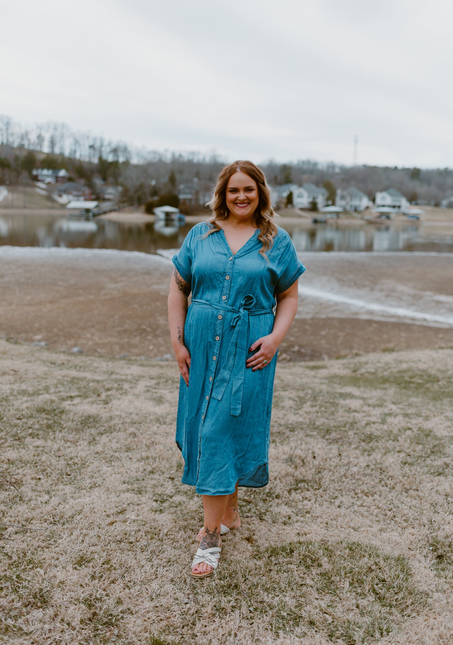 Blue Horizon Belted Denim Dress