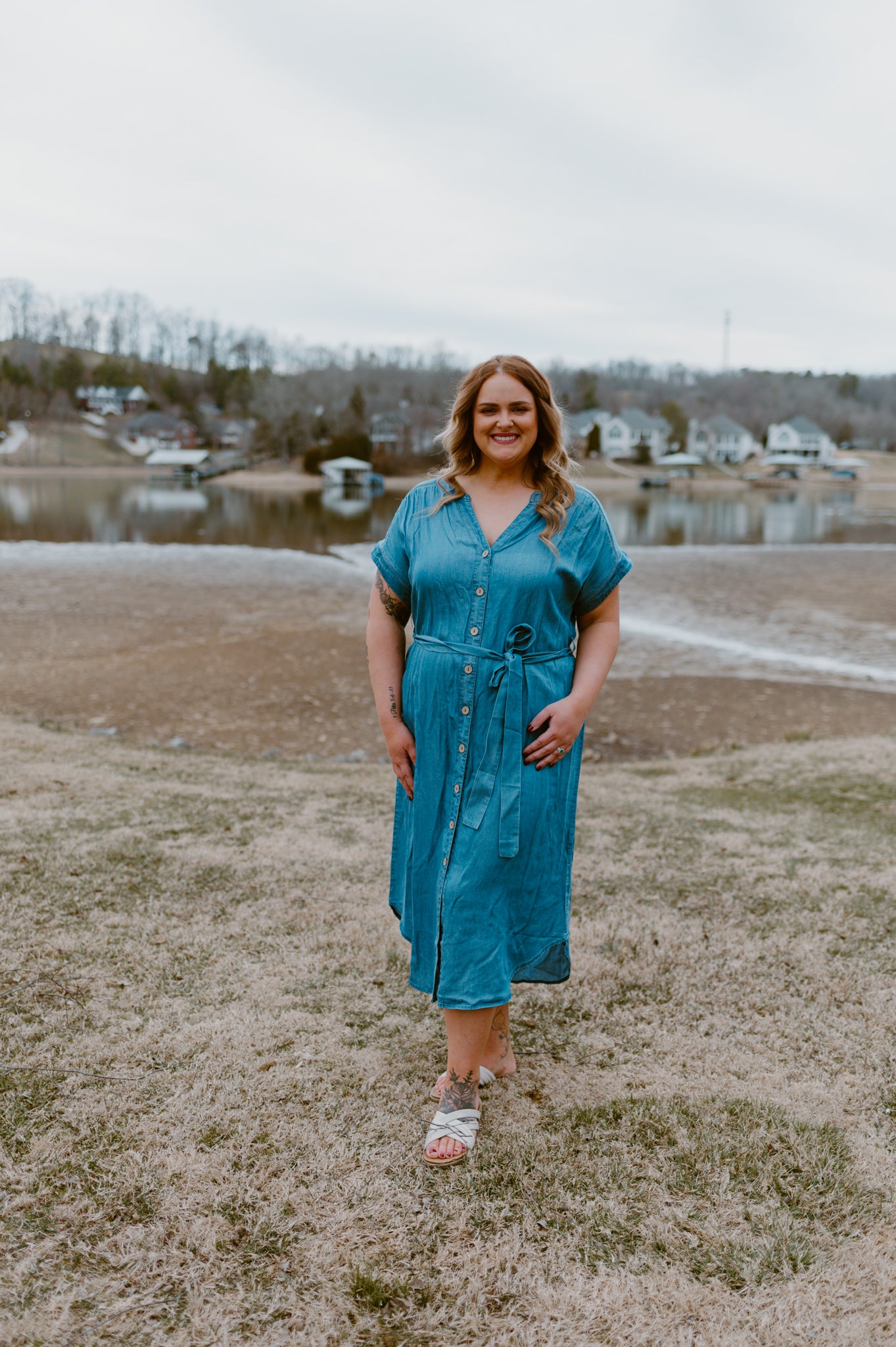 Blue Horizon Belted Denim Dress