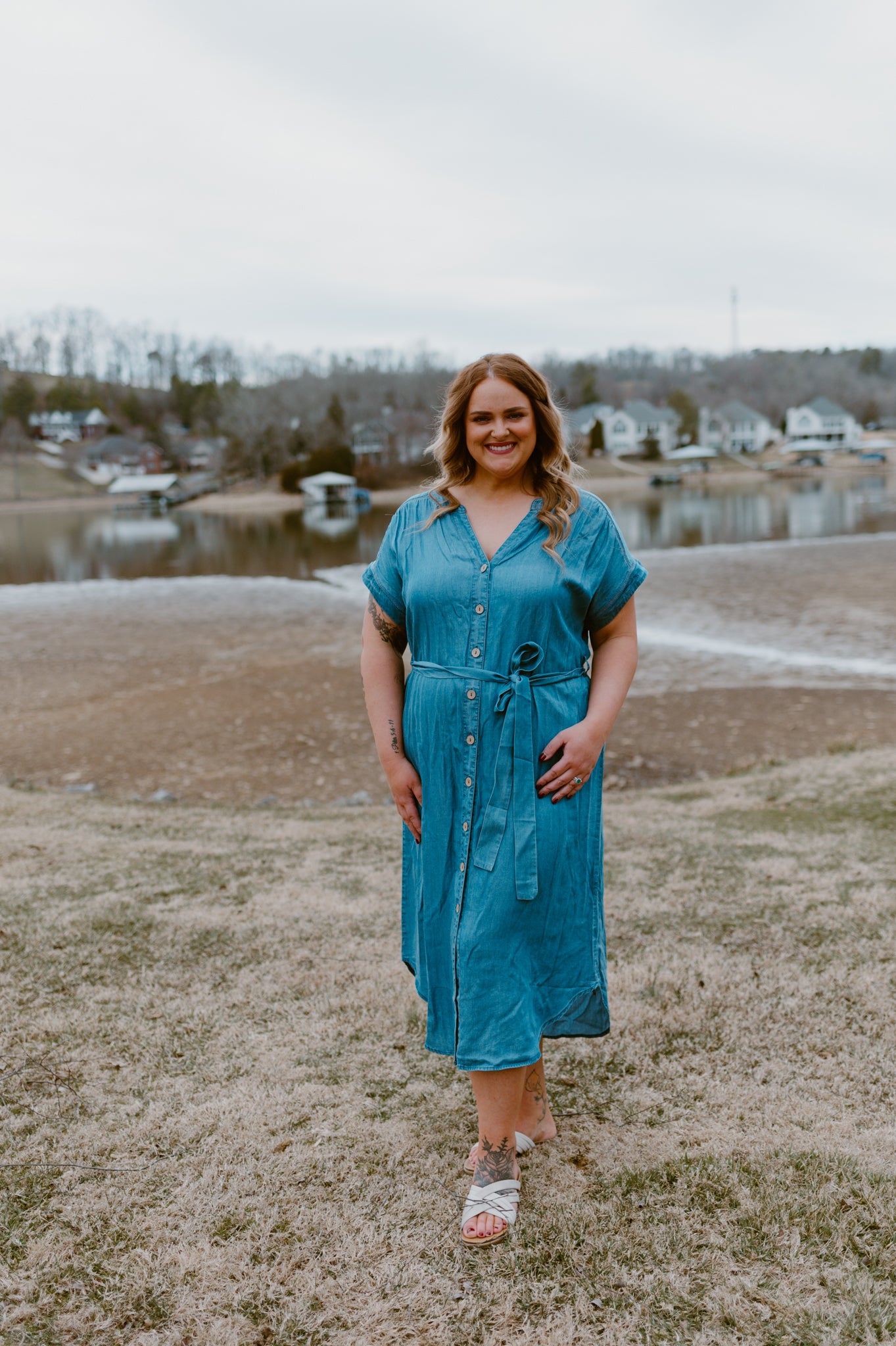Blue Horizon Belted Denim Dress