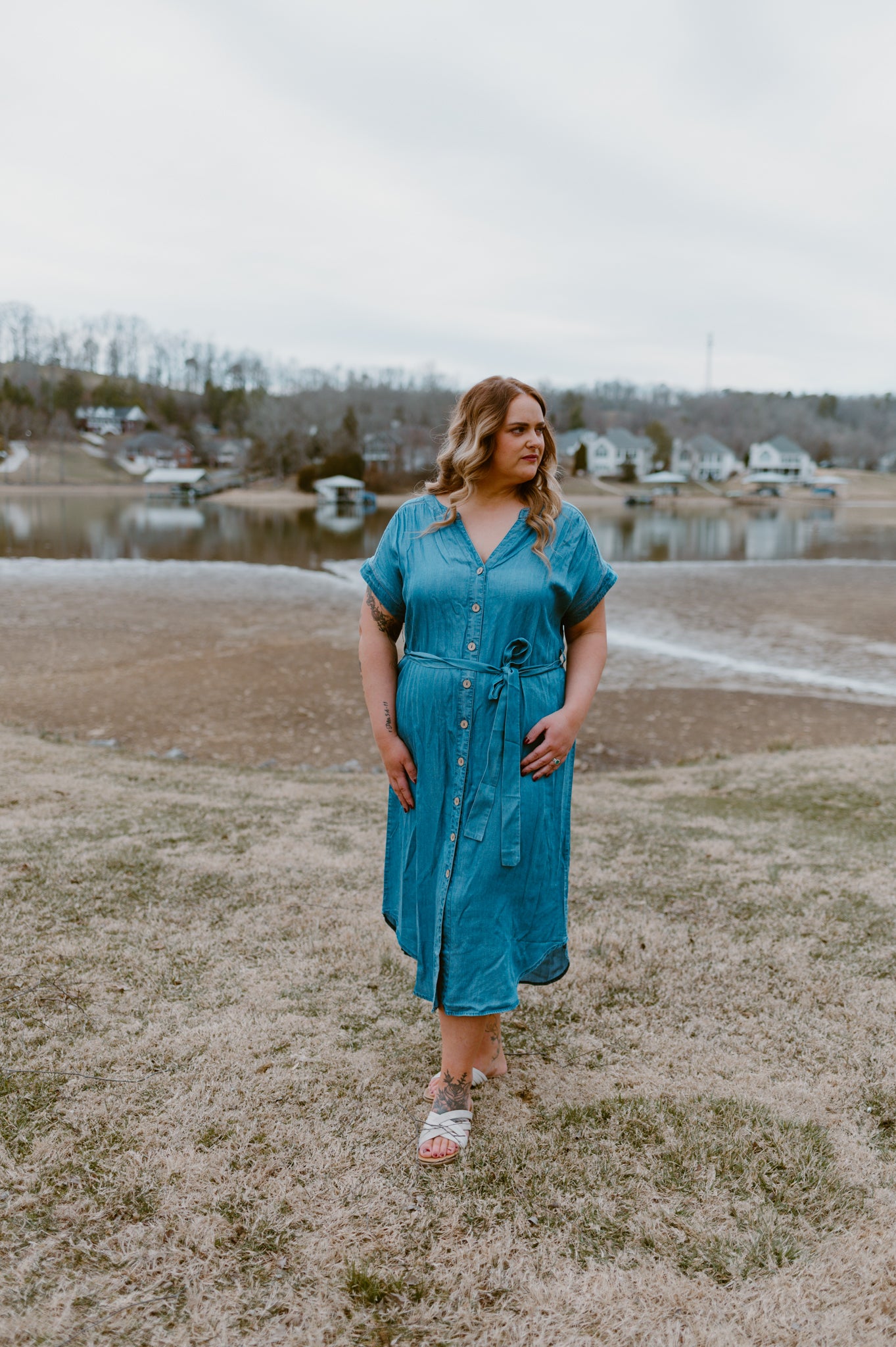 Blue Horizon Belted Denim Dress
