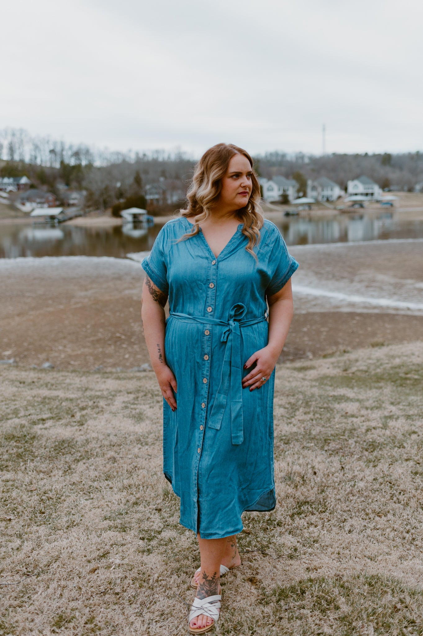 Blue Horizon Belted Denim Dress