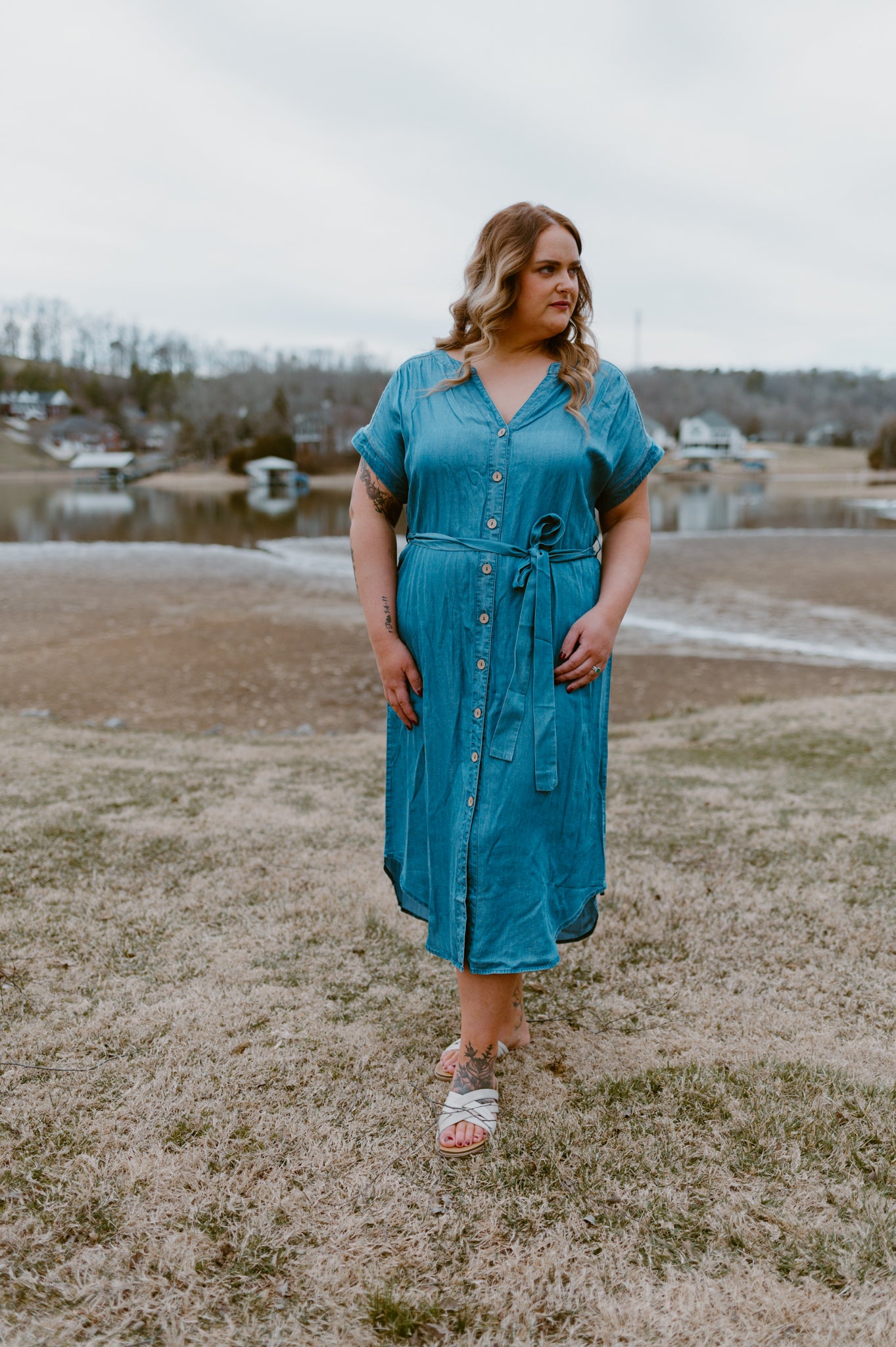 Blue Horizon Belted Denim Dress