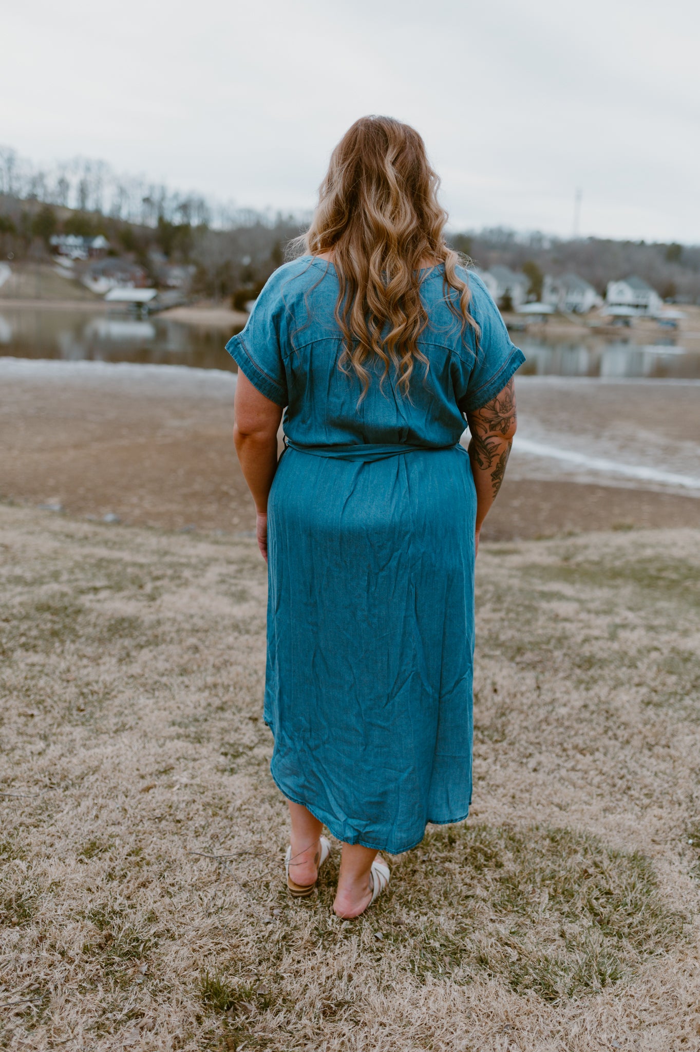 Blue Horizon Belted Denim Dress