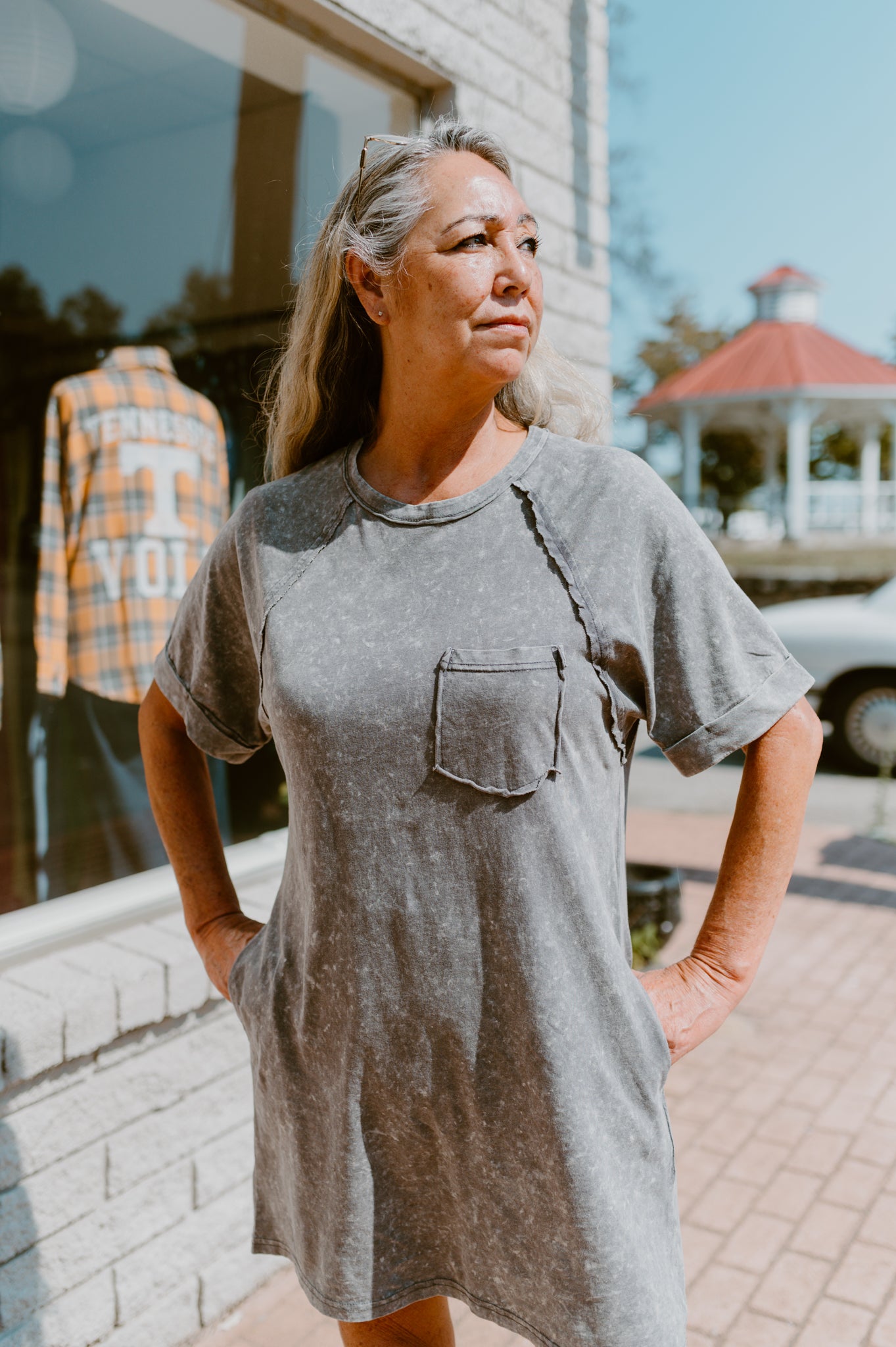 Mineral Wash T-Shirt Dress (Gray)