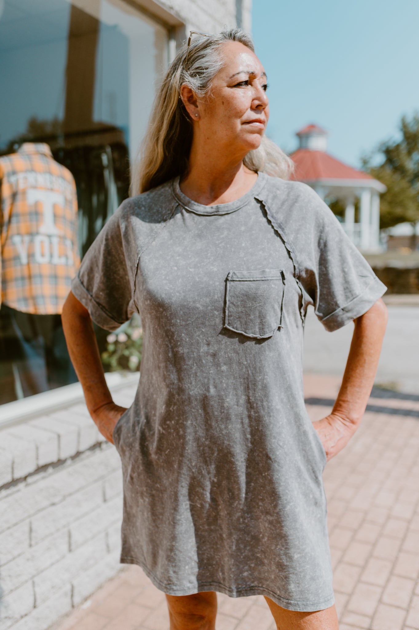 Mineral Wash T-Shirt Dress (Gray)