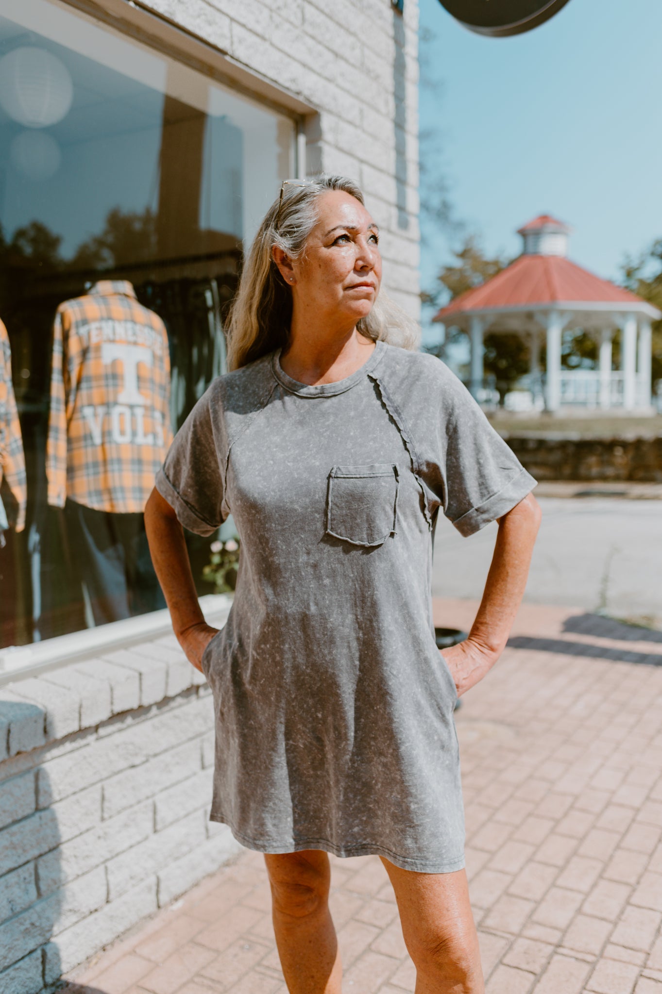 Mineral Wash T-Shirt Dress (Gray)