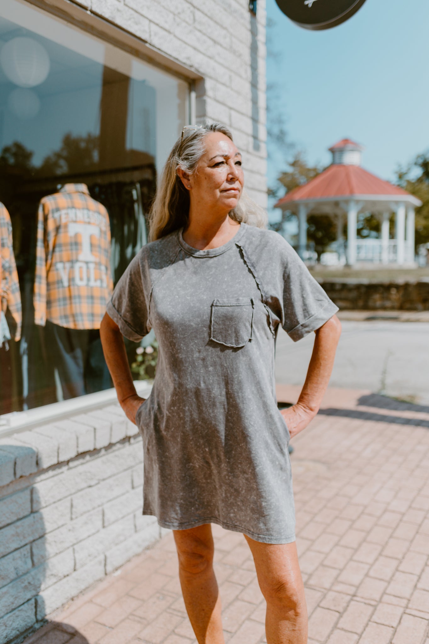 Mineral Wash T-Shirt Dress (Gray)