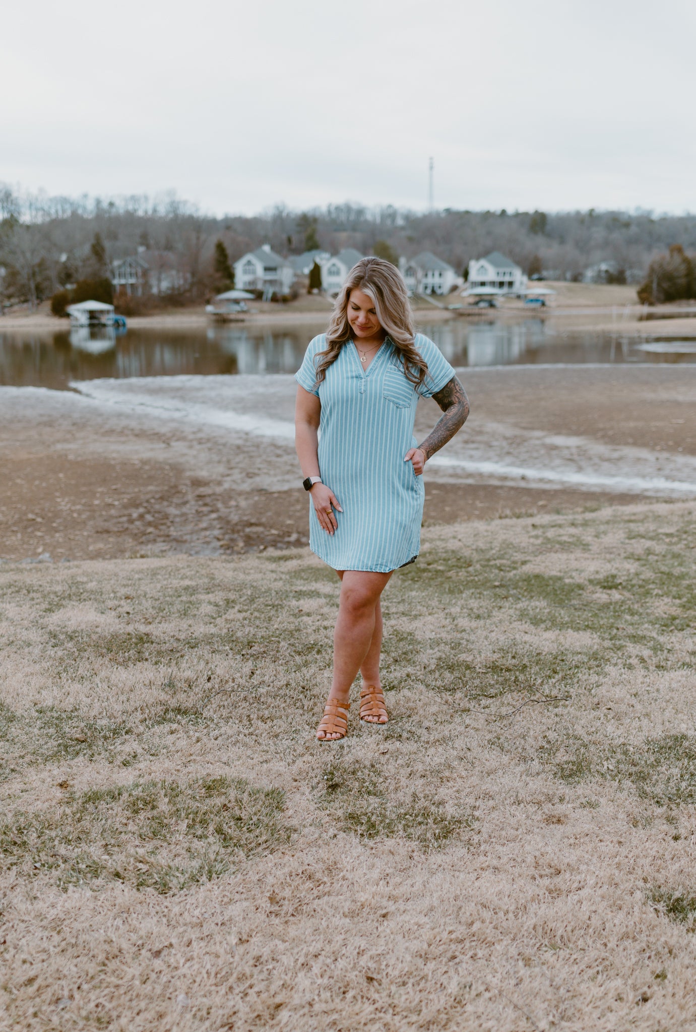 Coastal Breeze Chambray Shirt Dress