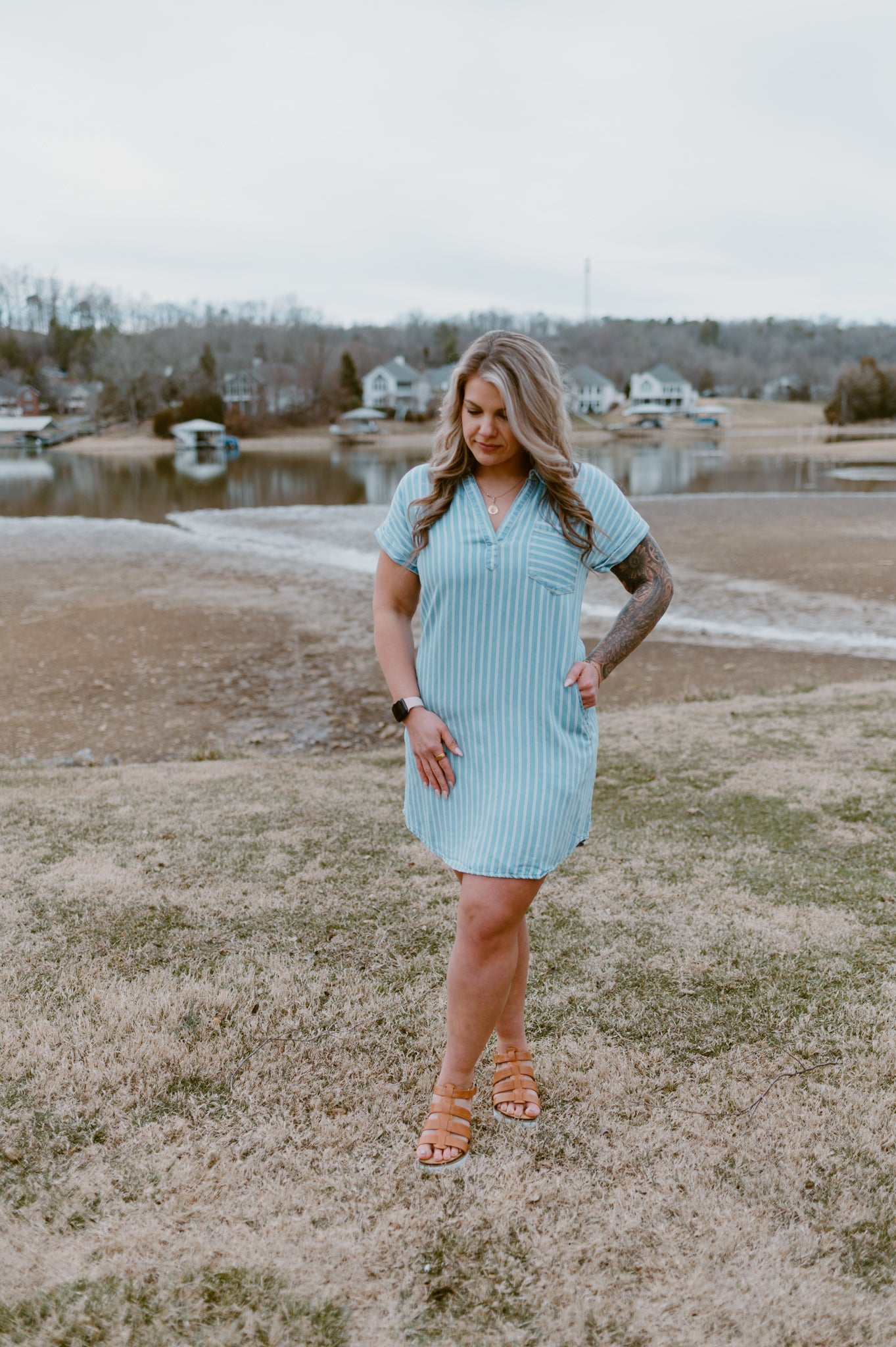 Coastal Breeze Chambray Shirt Dress