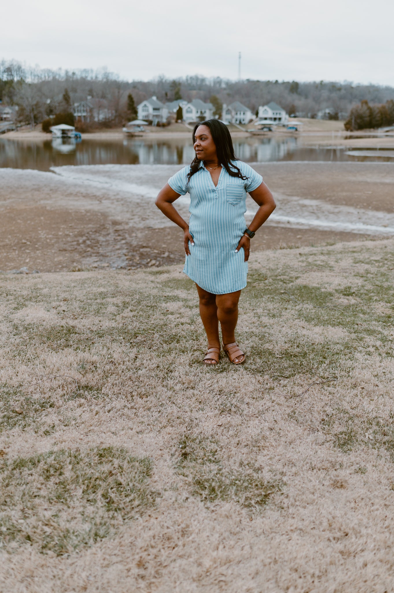 Coastal Breeze Chambray Shirt Dress