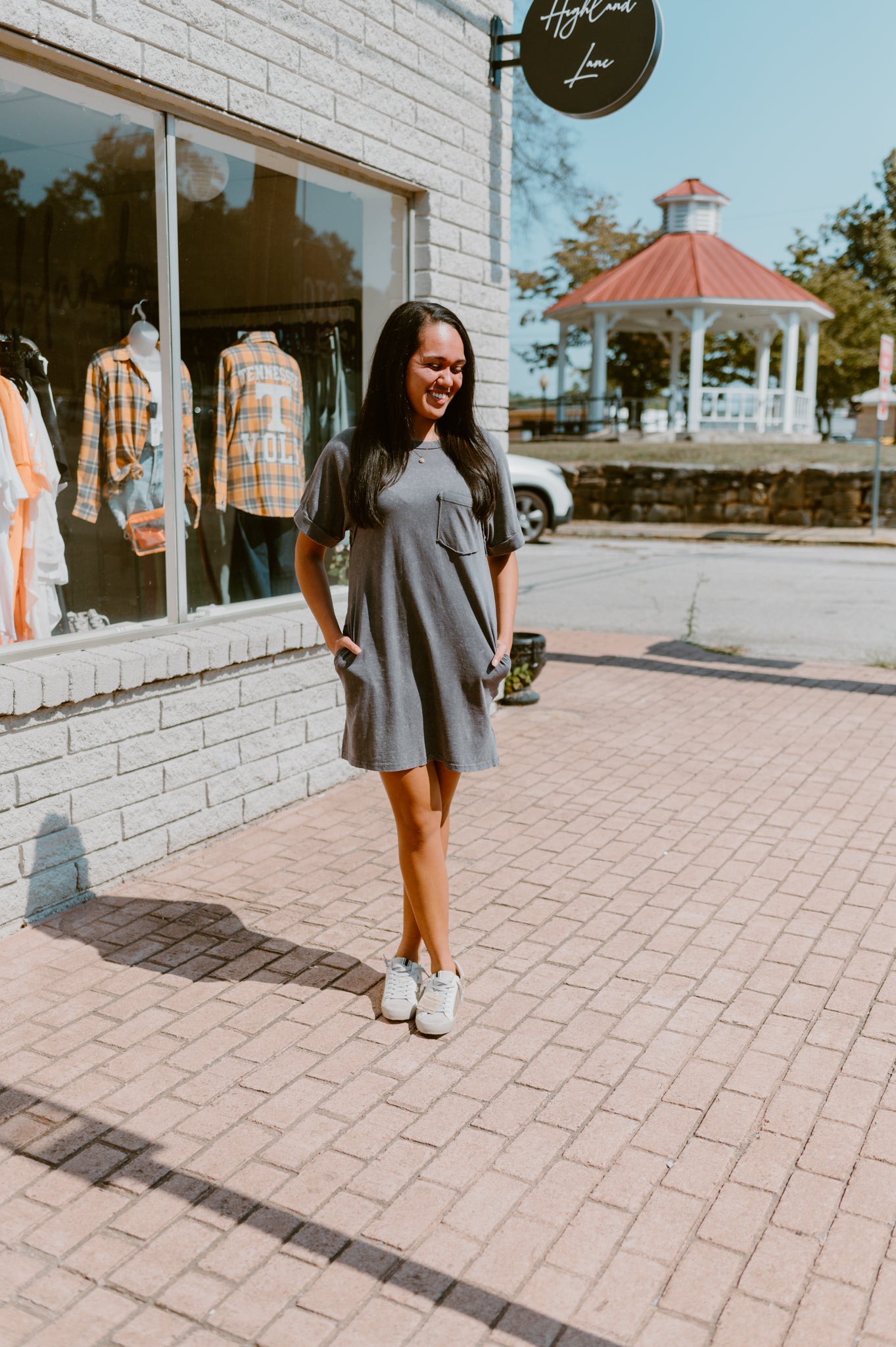 Mineral Wash T-Shirt Dress (Gray)