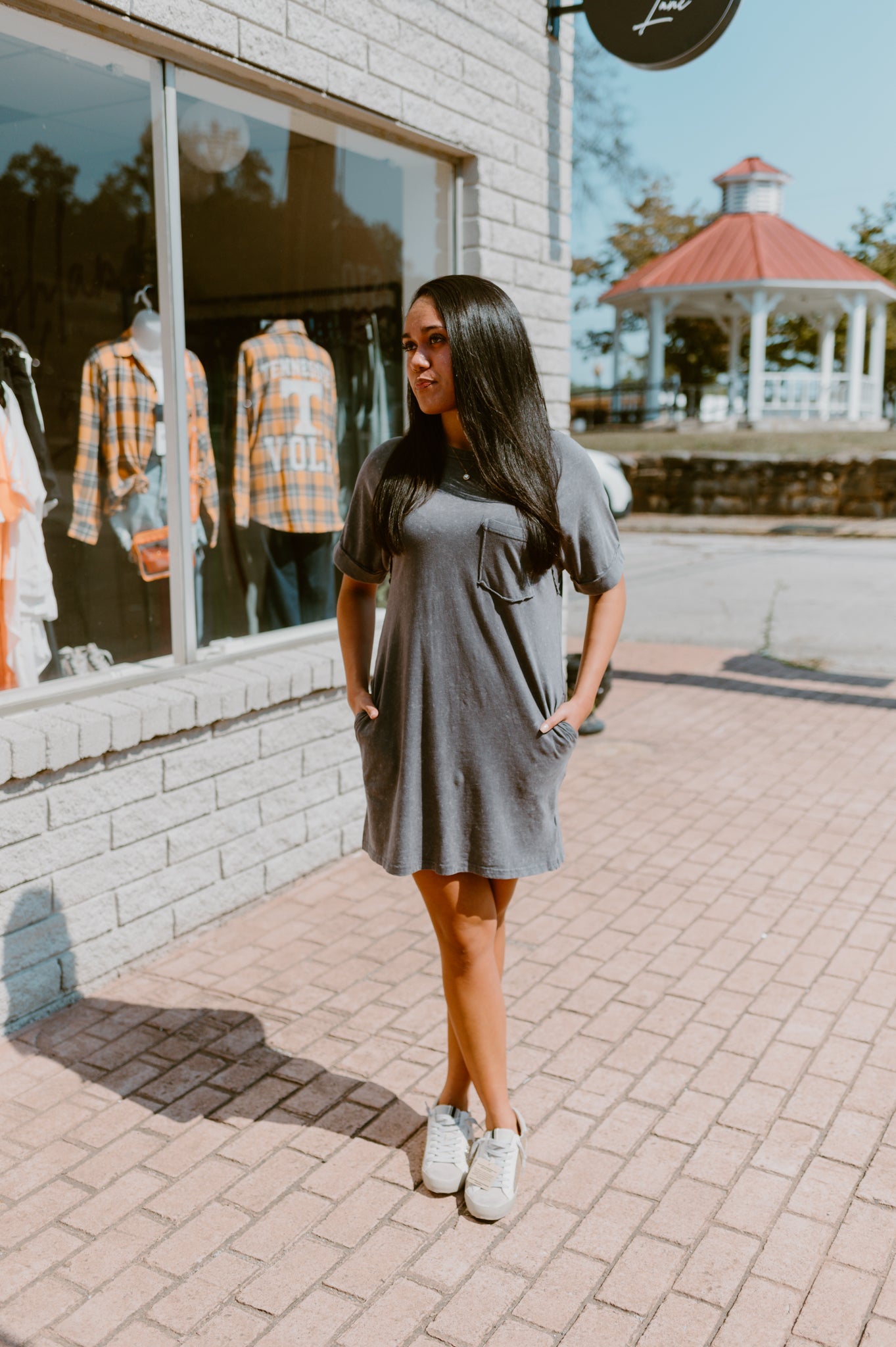 Mineral Wash T-Shirt Dress (Gray)