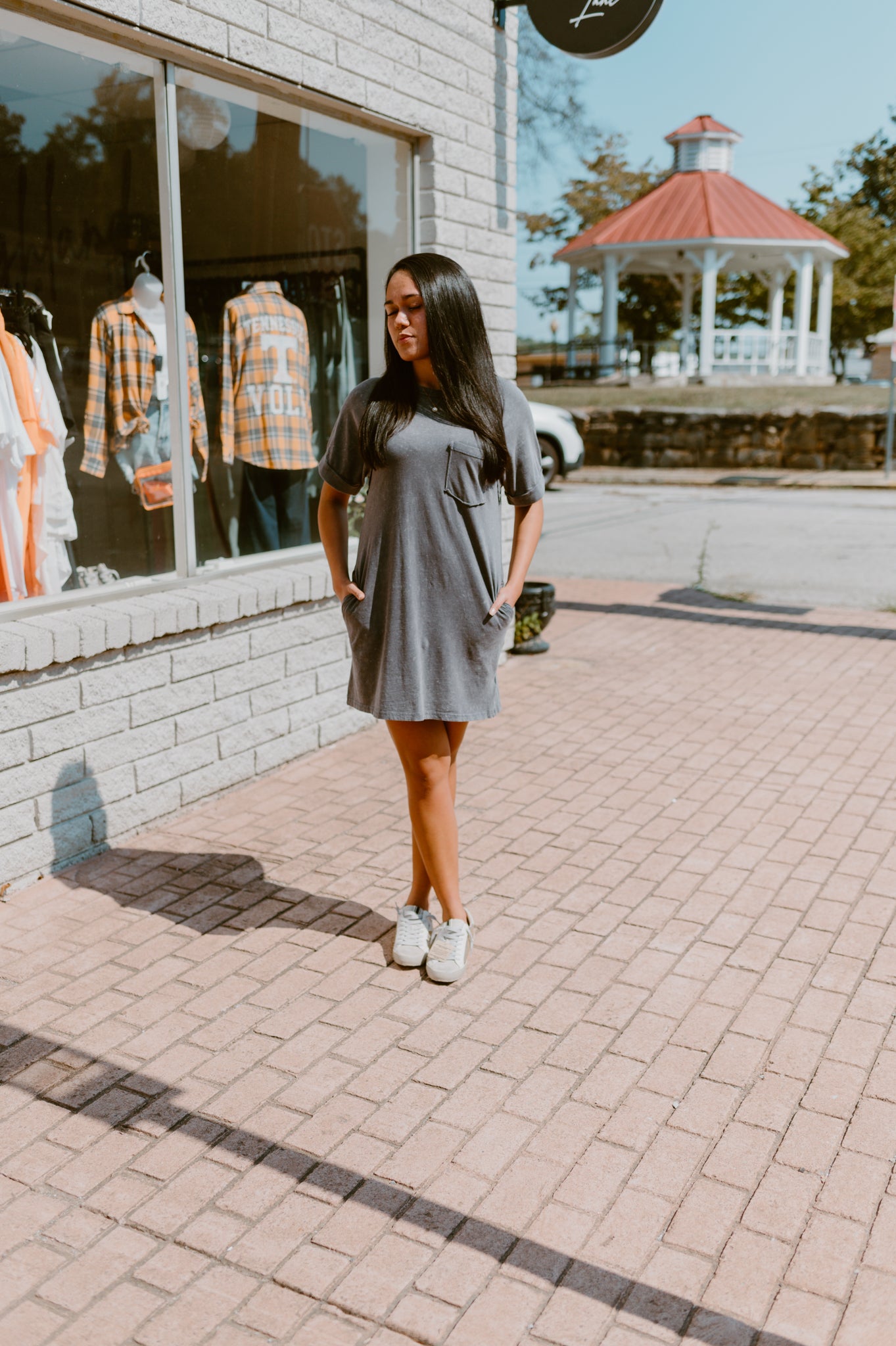 Mineral Wash T-Shirt Dress (Gray)