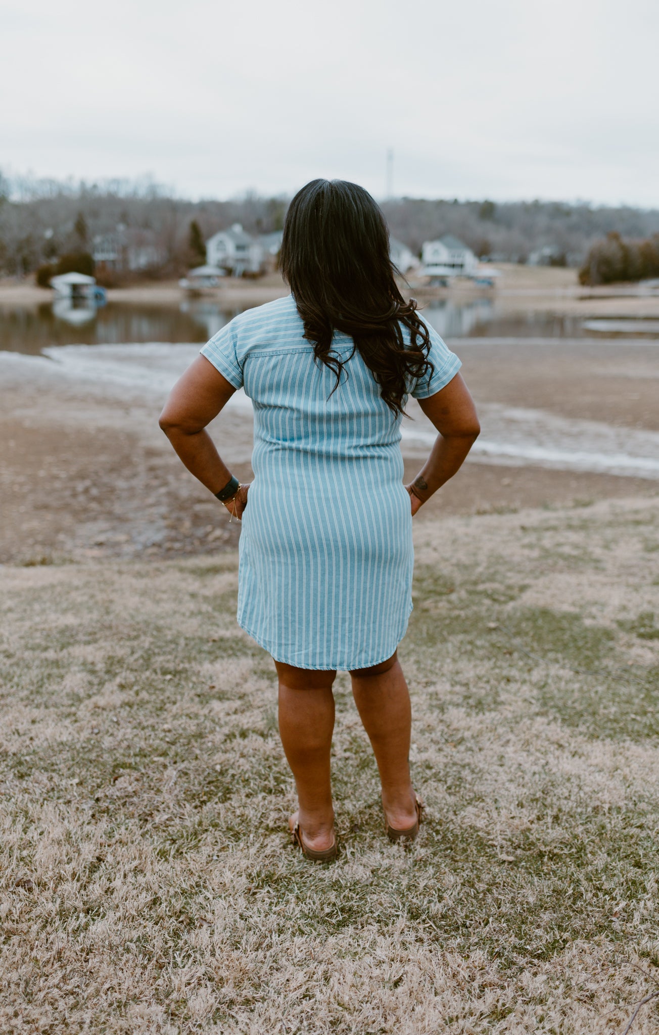 Coastal Breeze Chambray Shirt Dress