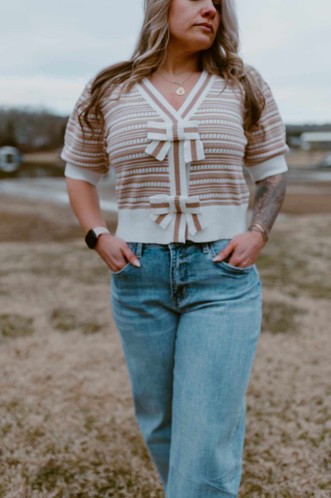 Parisian Bow Cropped Sweater