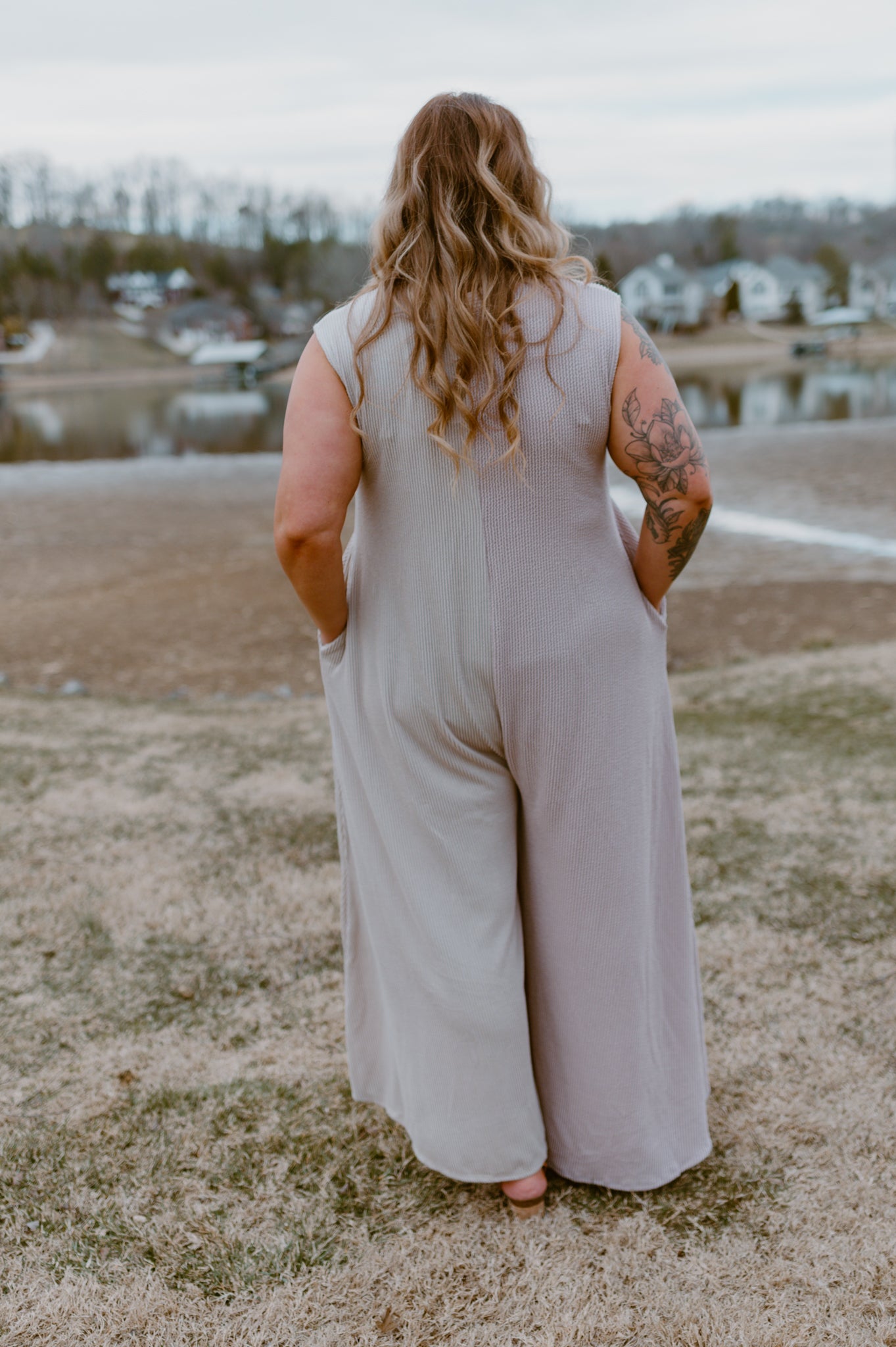Color-Block Wide Leg Button-up Jumper