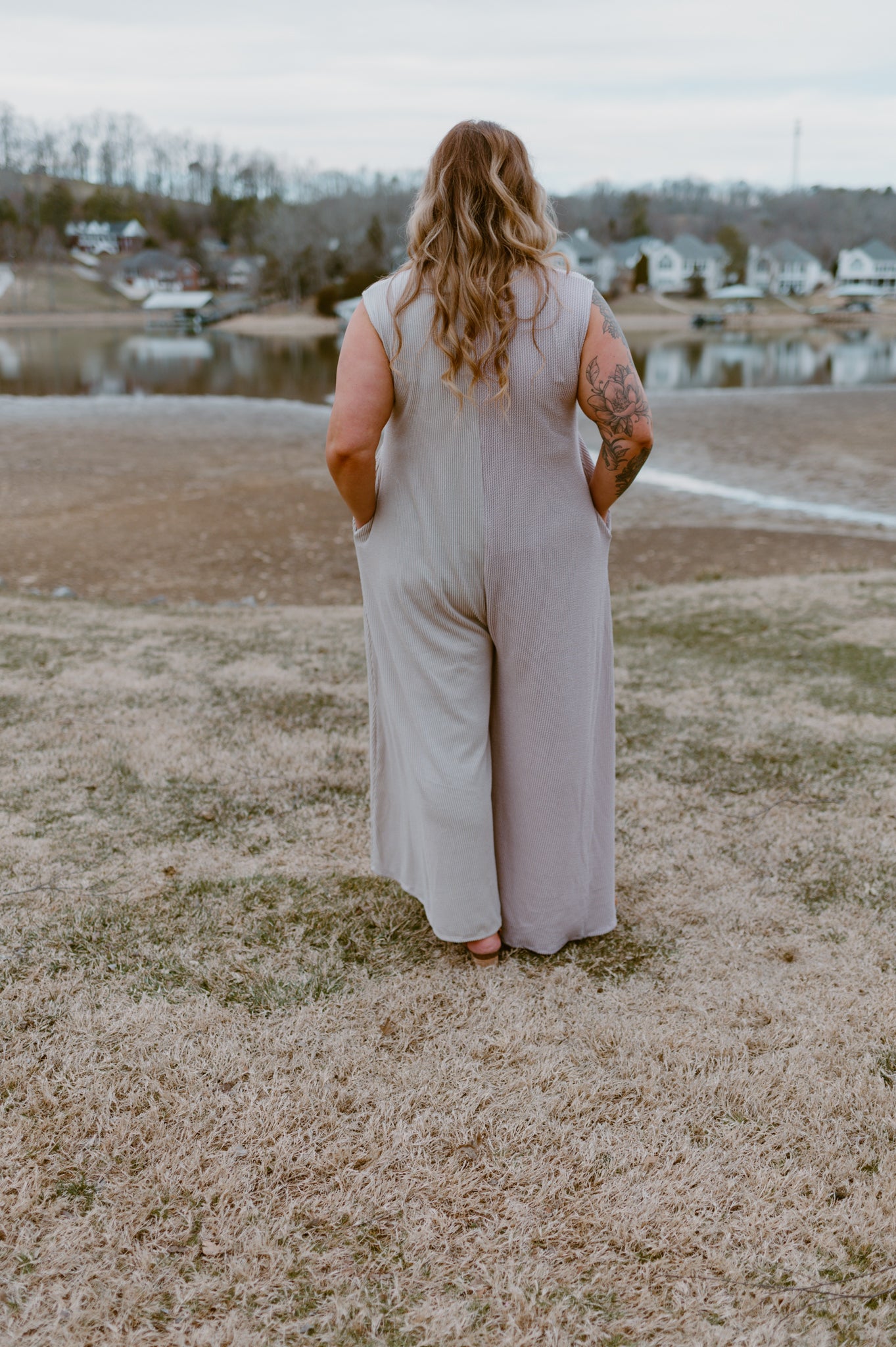 Color-Block Wide Leg Button-up Jumper