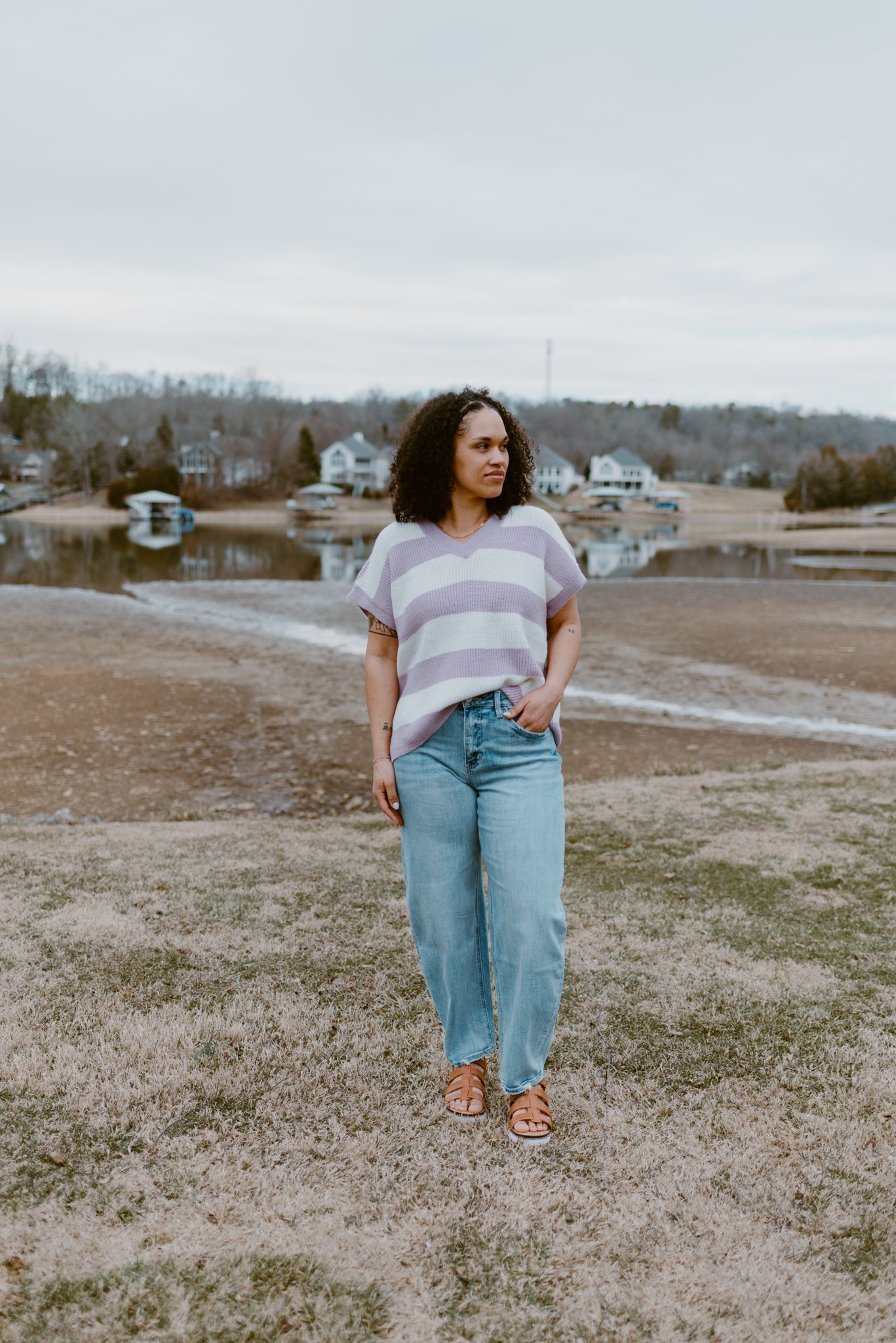 The Lavender Dreams Striped Sweater Vest