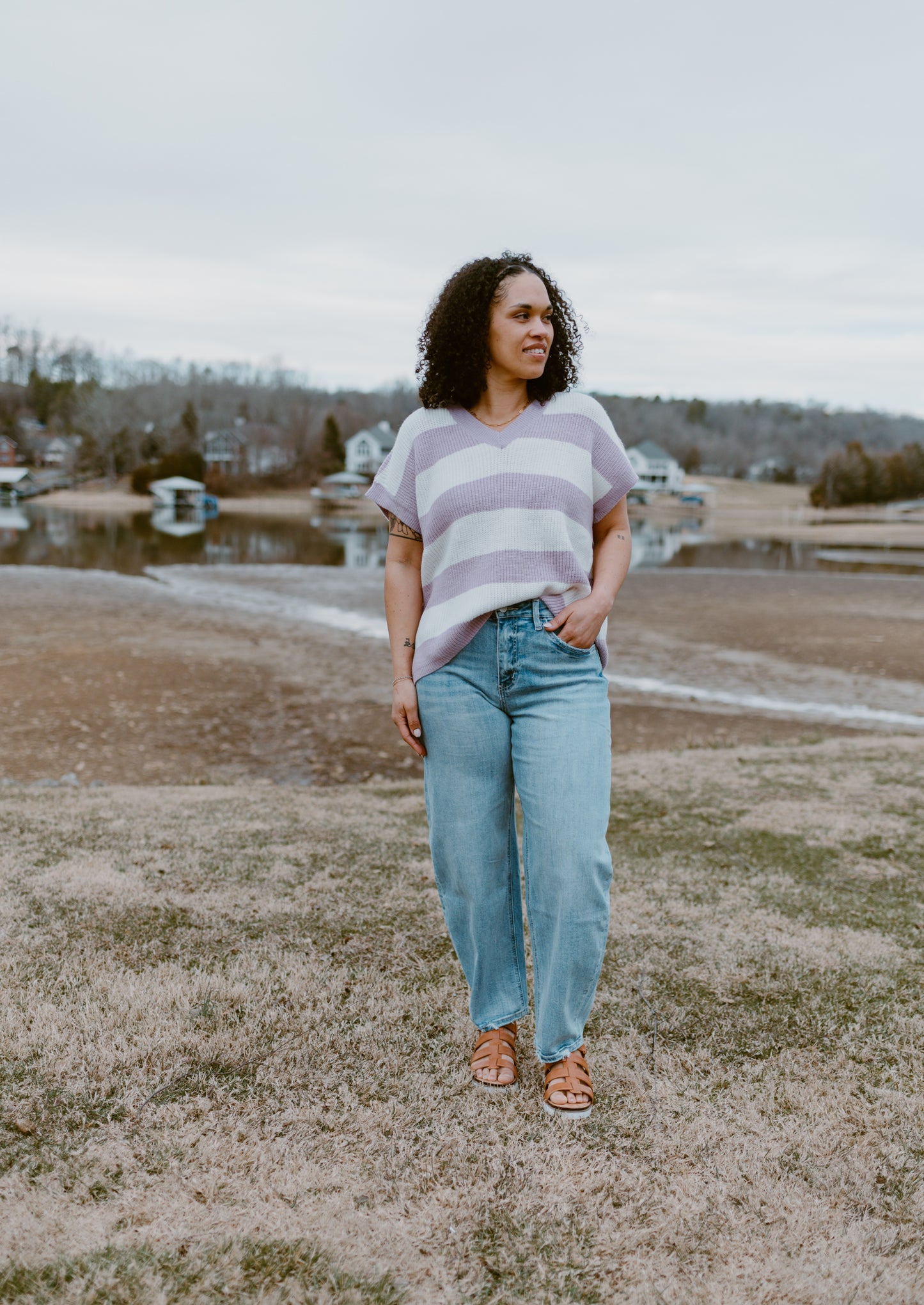 The Lavender Dreams Striped Sweater Vest