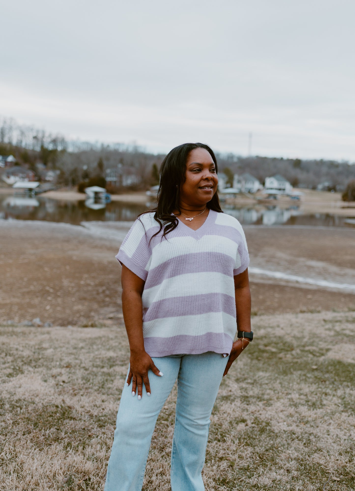 The Lavender Dreams Striped Sweater Vest