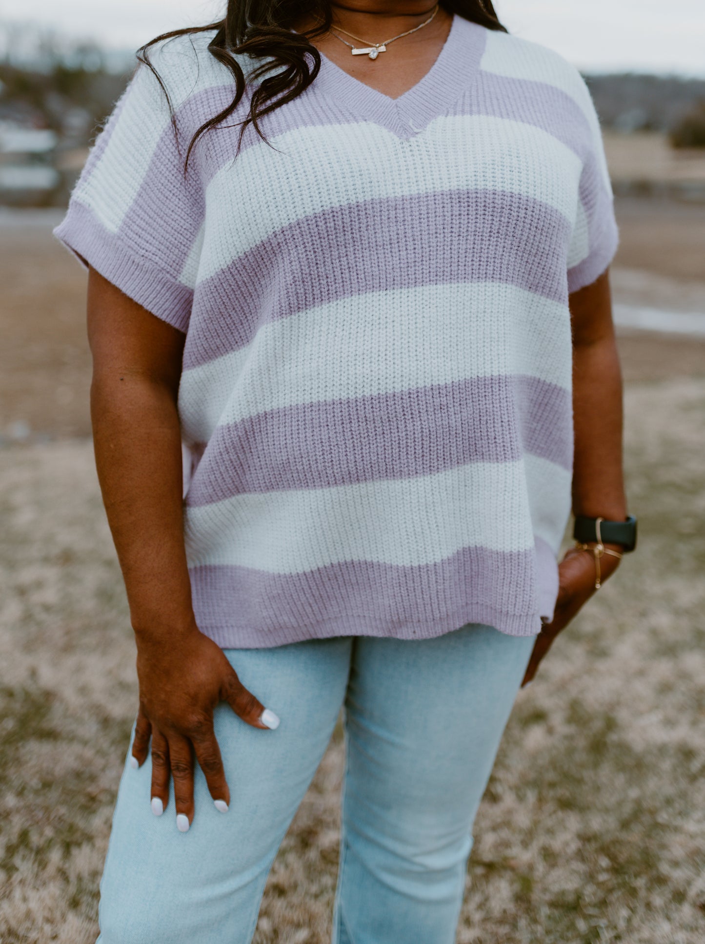 The Lavender Dreams Striped Sweater Vest