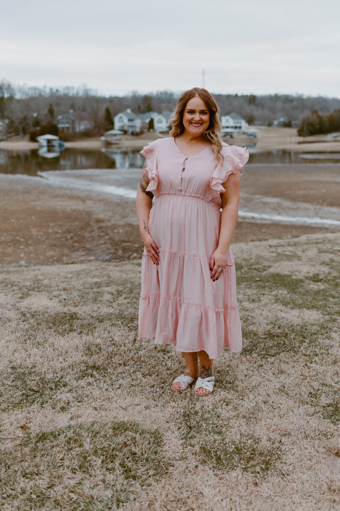 Lakeside Blush Tiered Midi