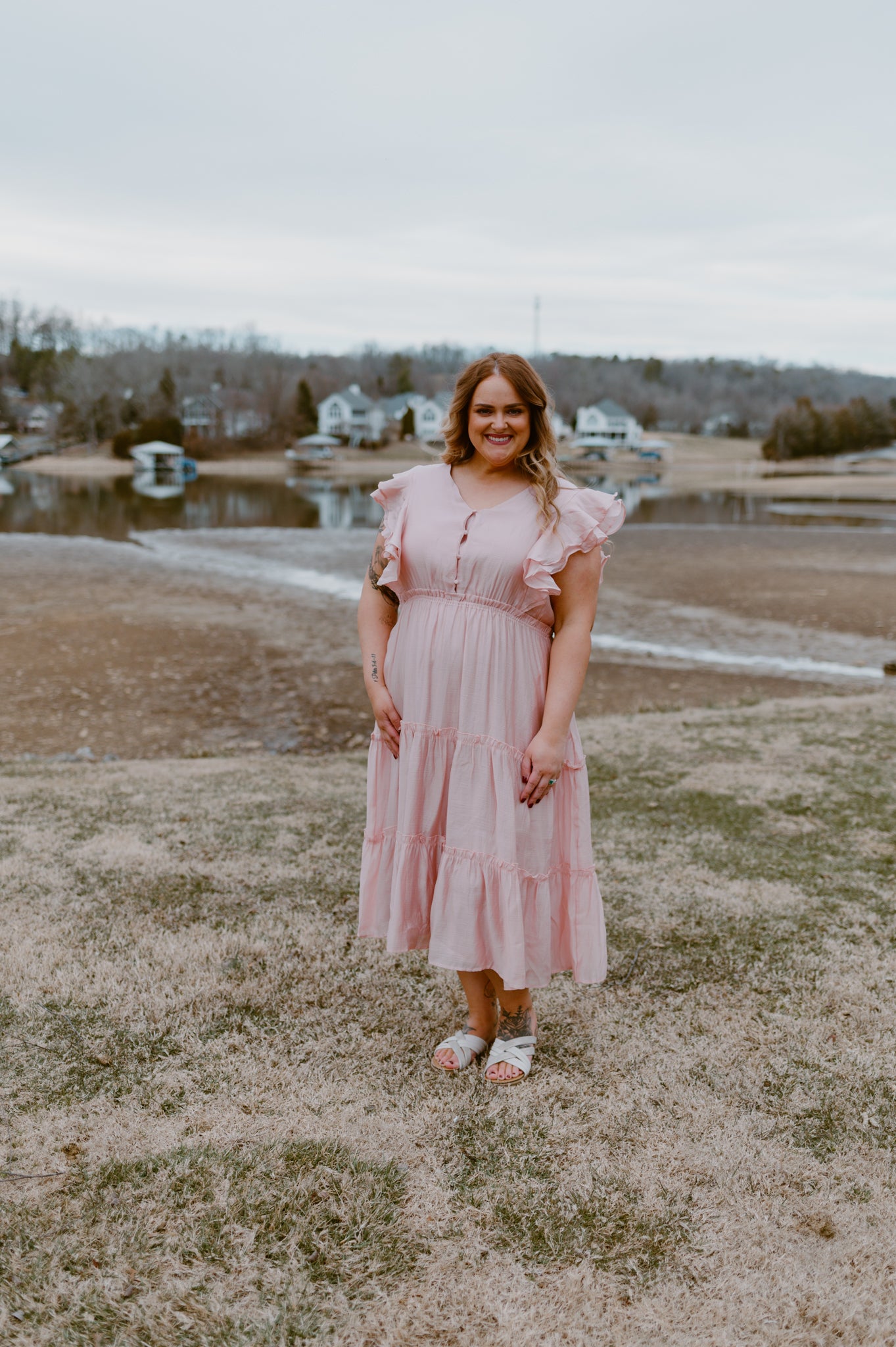 Lakeside Blush Tiered Midi