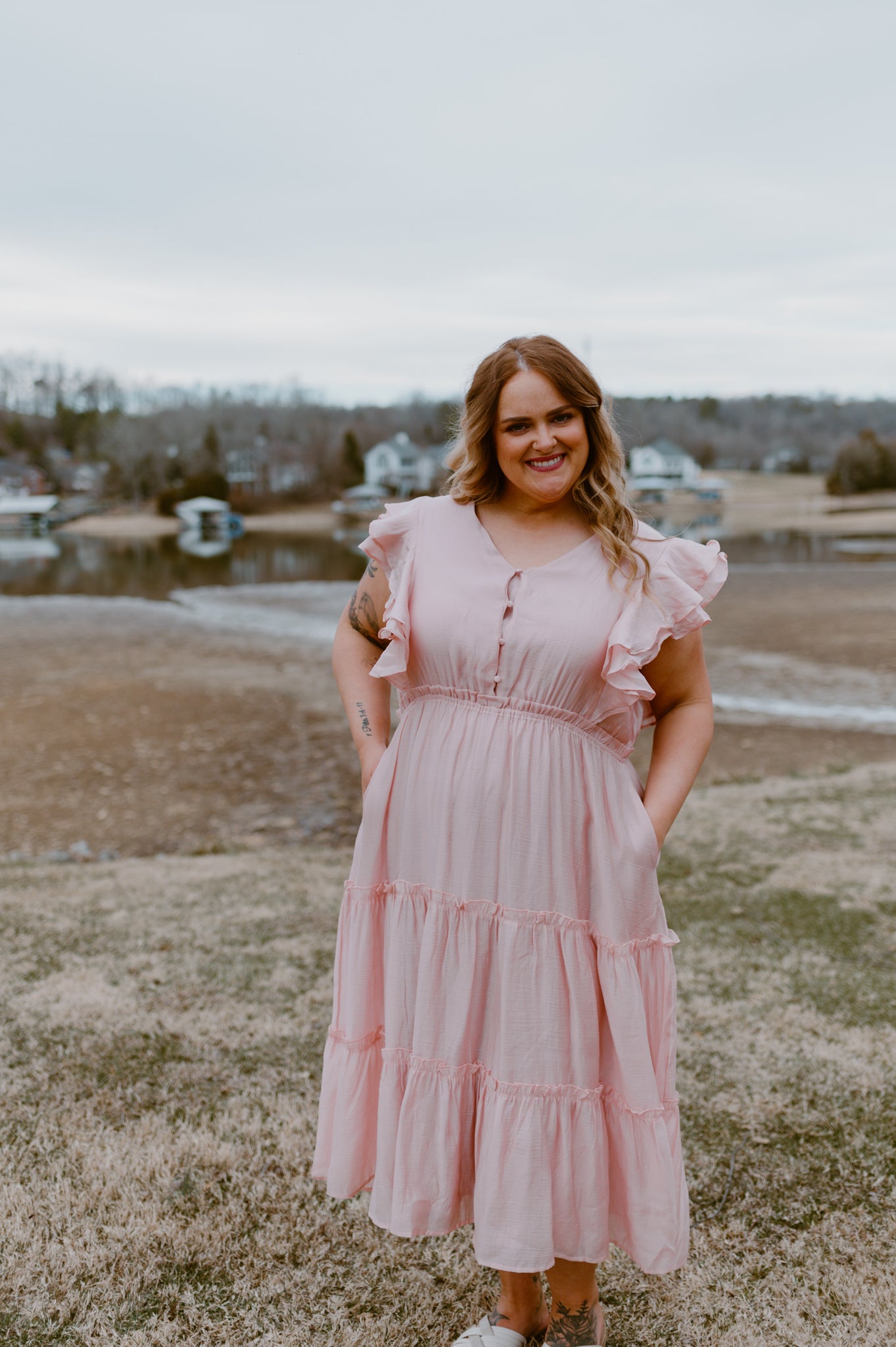 Lakeside Blush Tiered Midi
