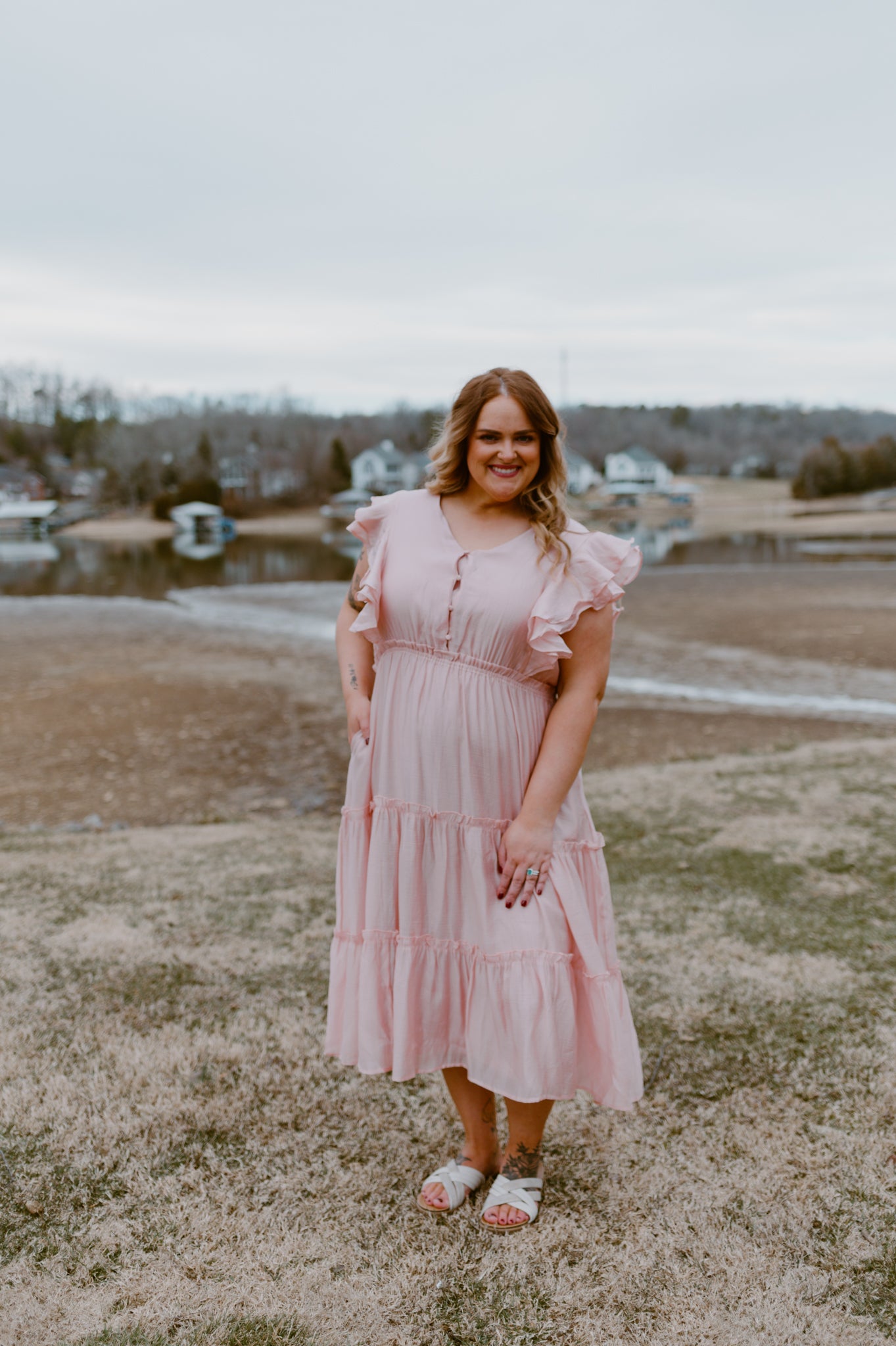 Lakeside Blush Tiered Midi