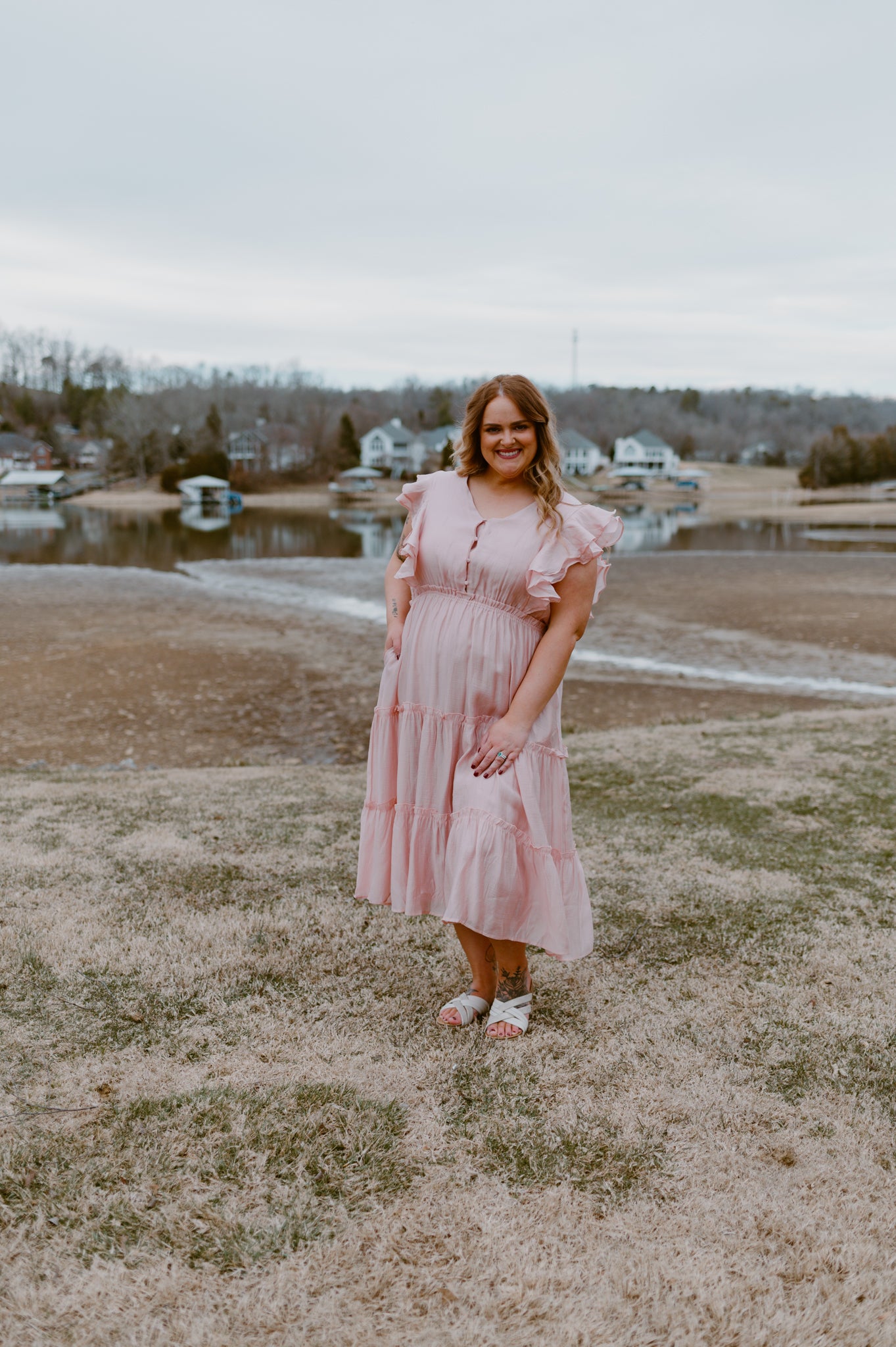 Lakeside Blush Tiered Midi