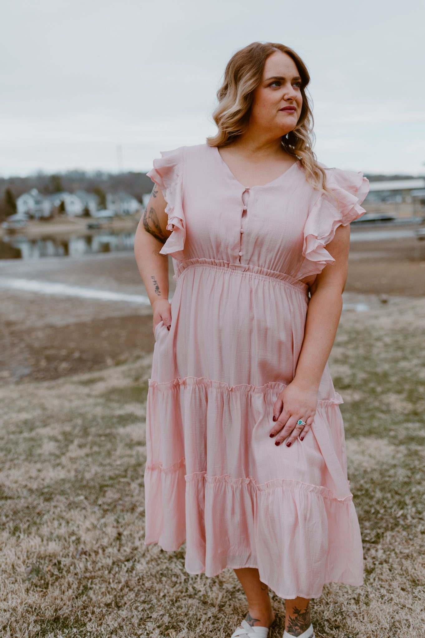 Lakeside Blush Tiered Midi