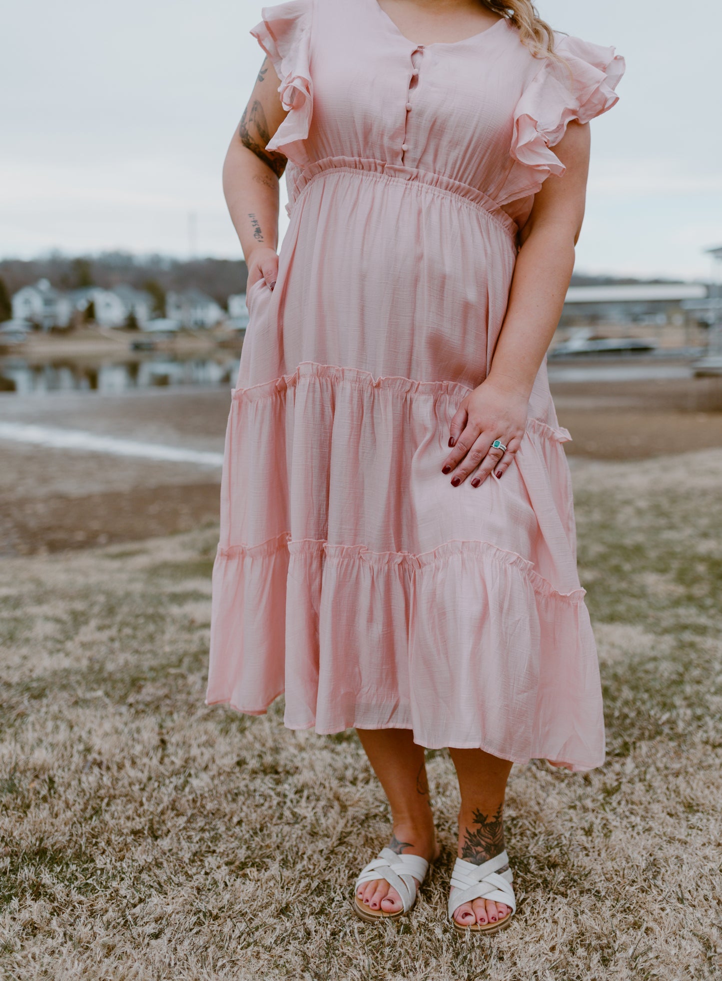Lakeside Blush Tiered Midi