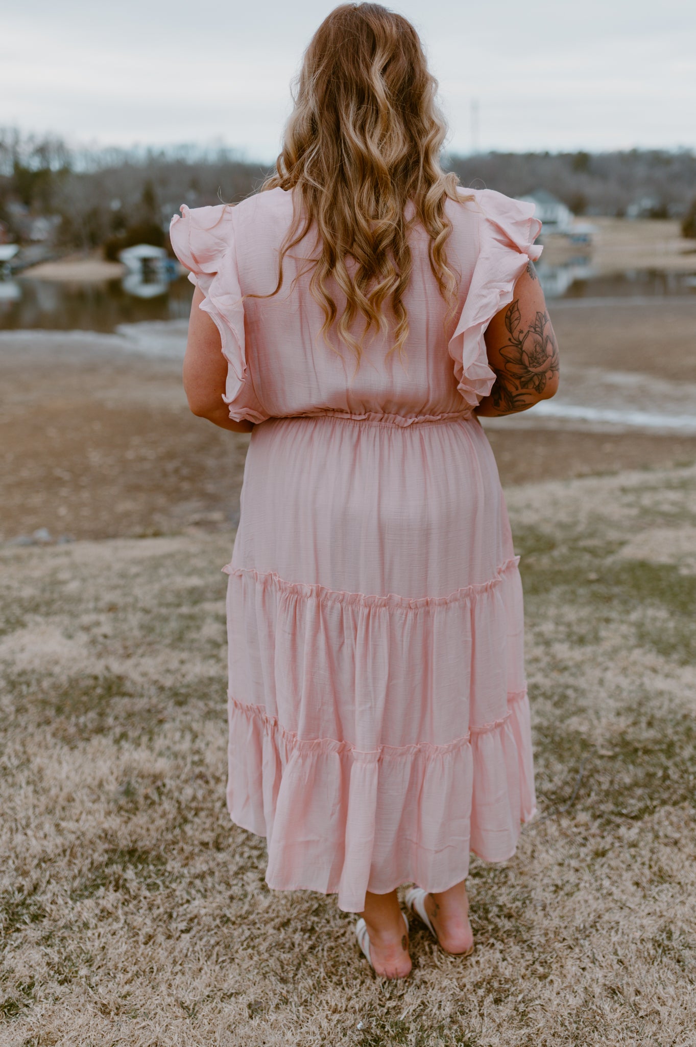 Lakeside Blush Tiered Midi