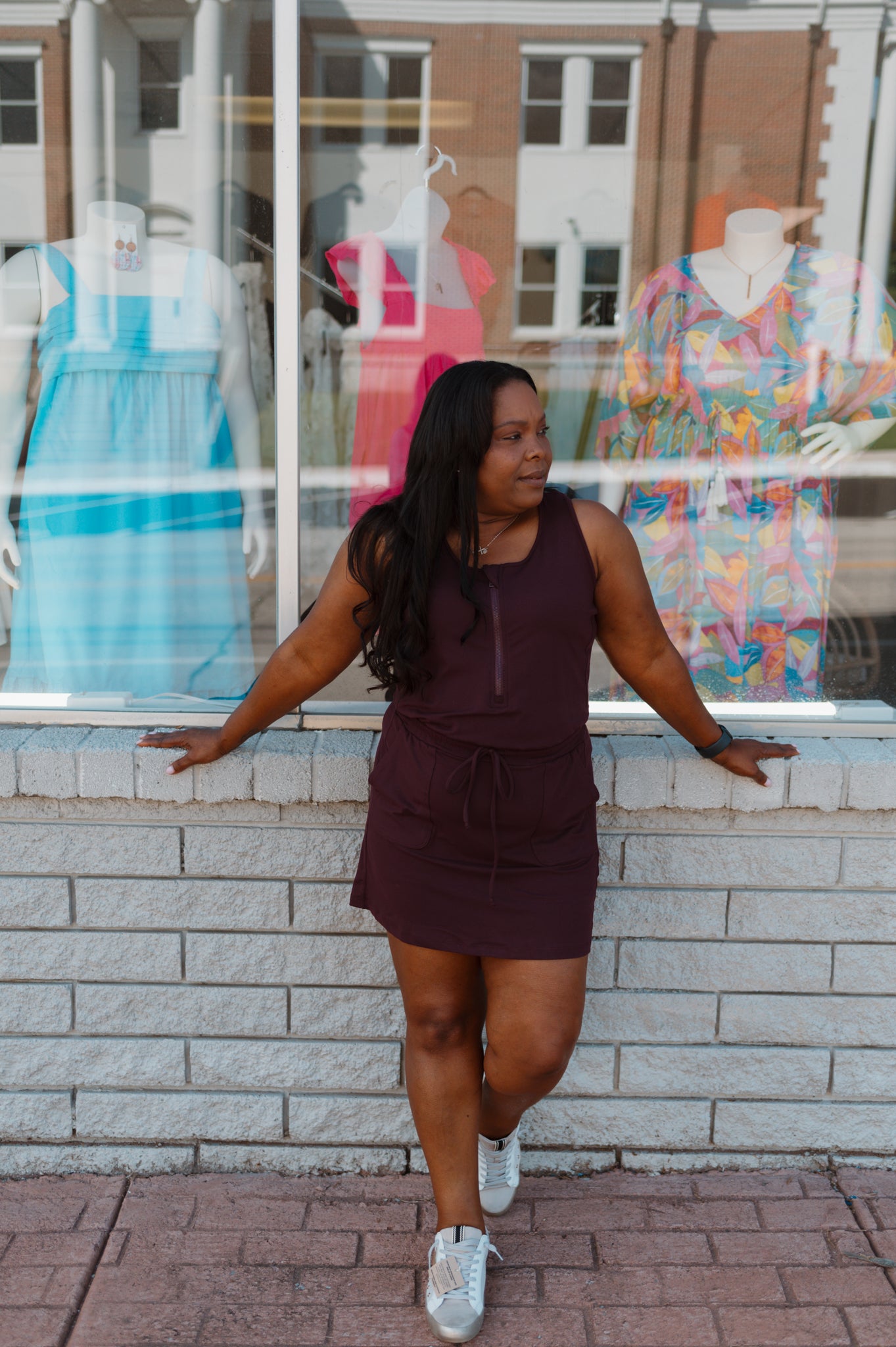 The Solid Butter Half Zip Sleeveless Romper Dress