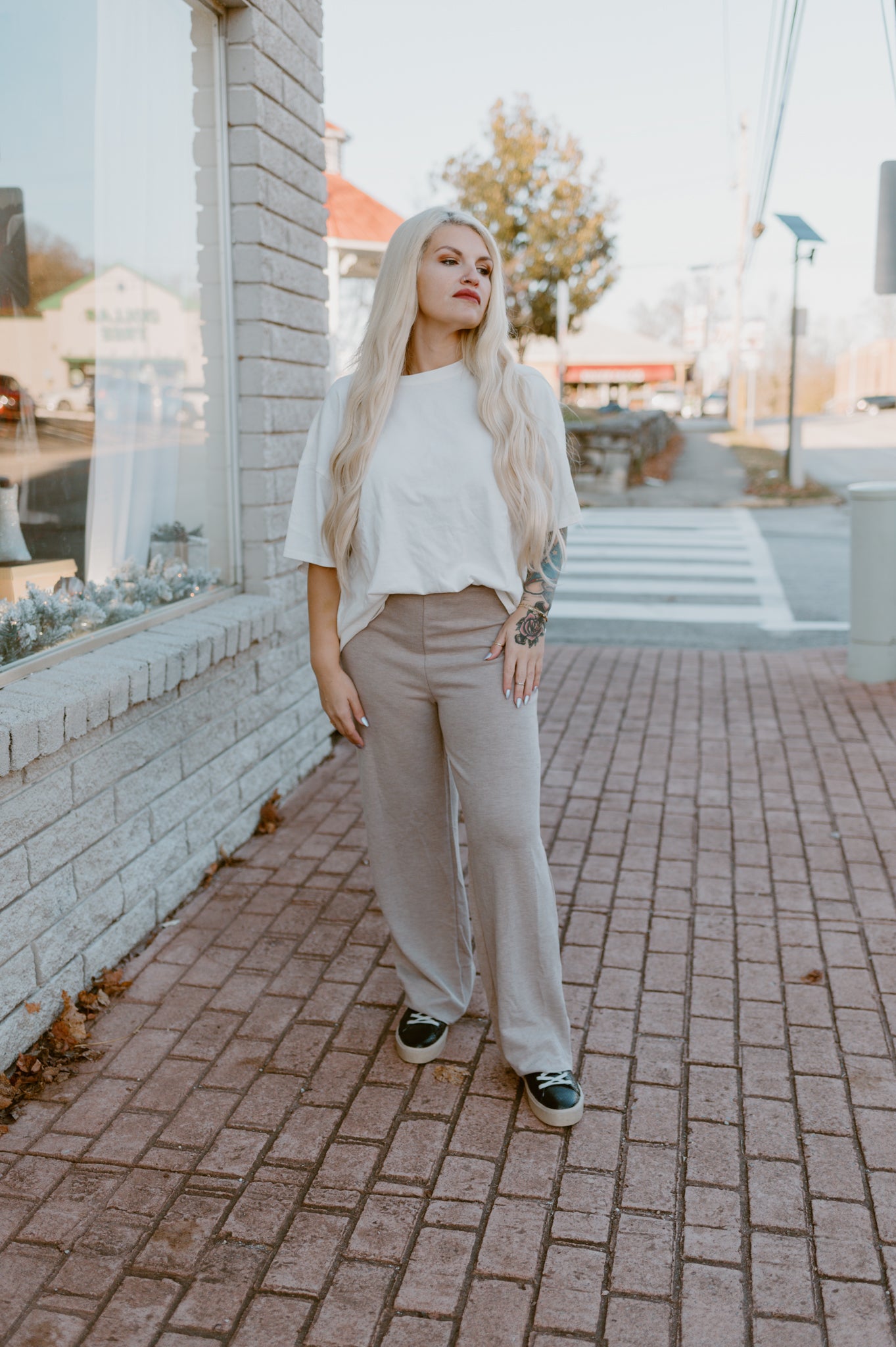 Relaxed Rib Knit Wide Leg Pants | Camel