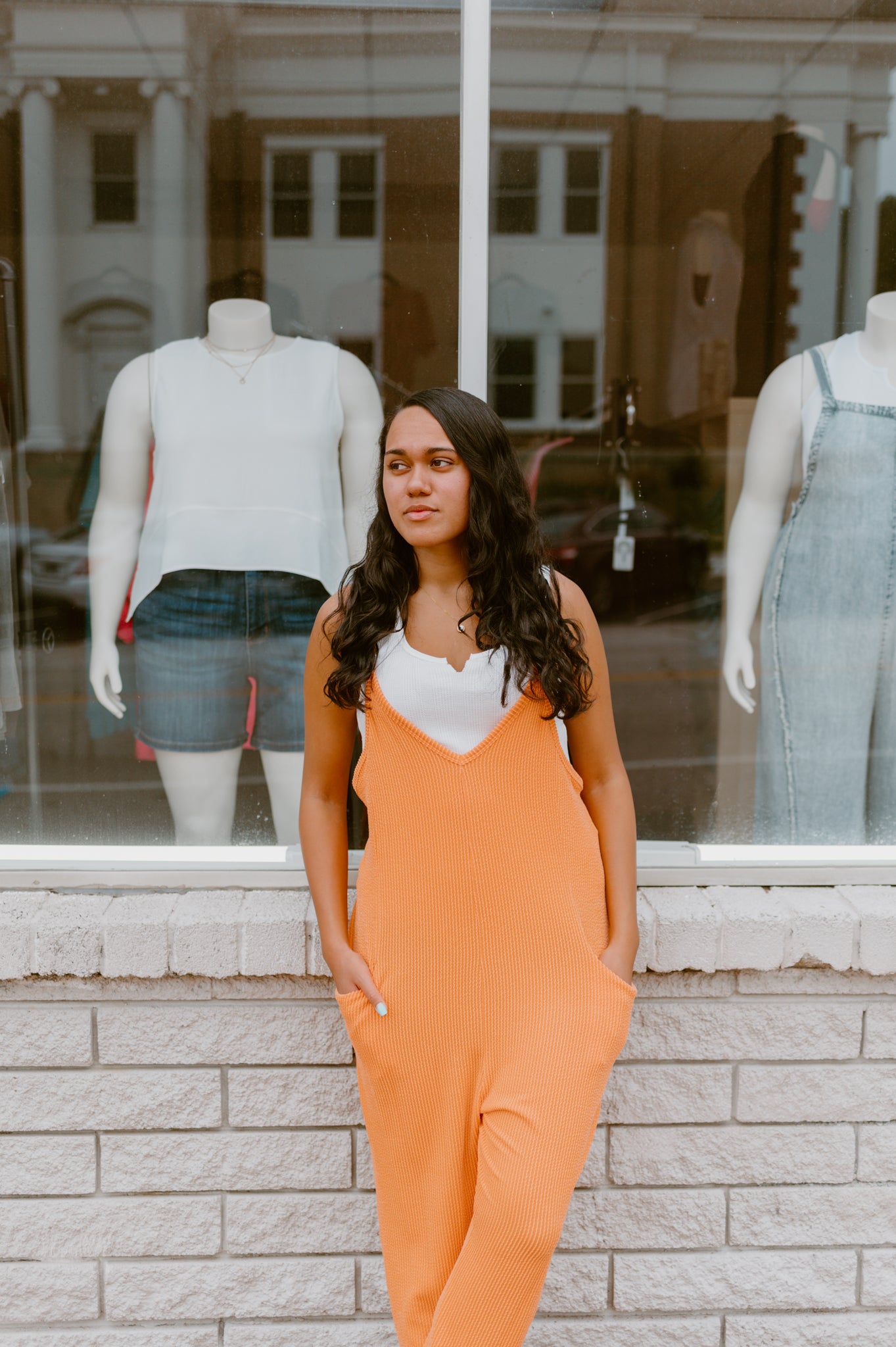 The Wave Ribbed Sleeveless Jumpsuit (Orange)
