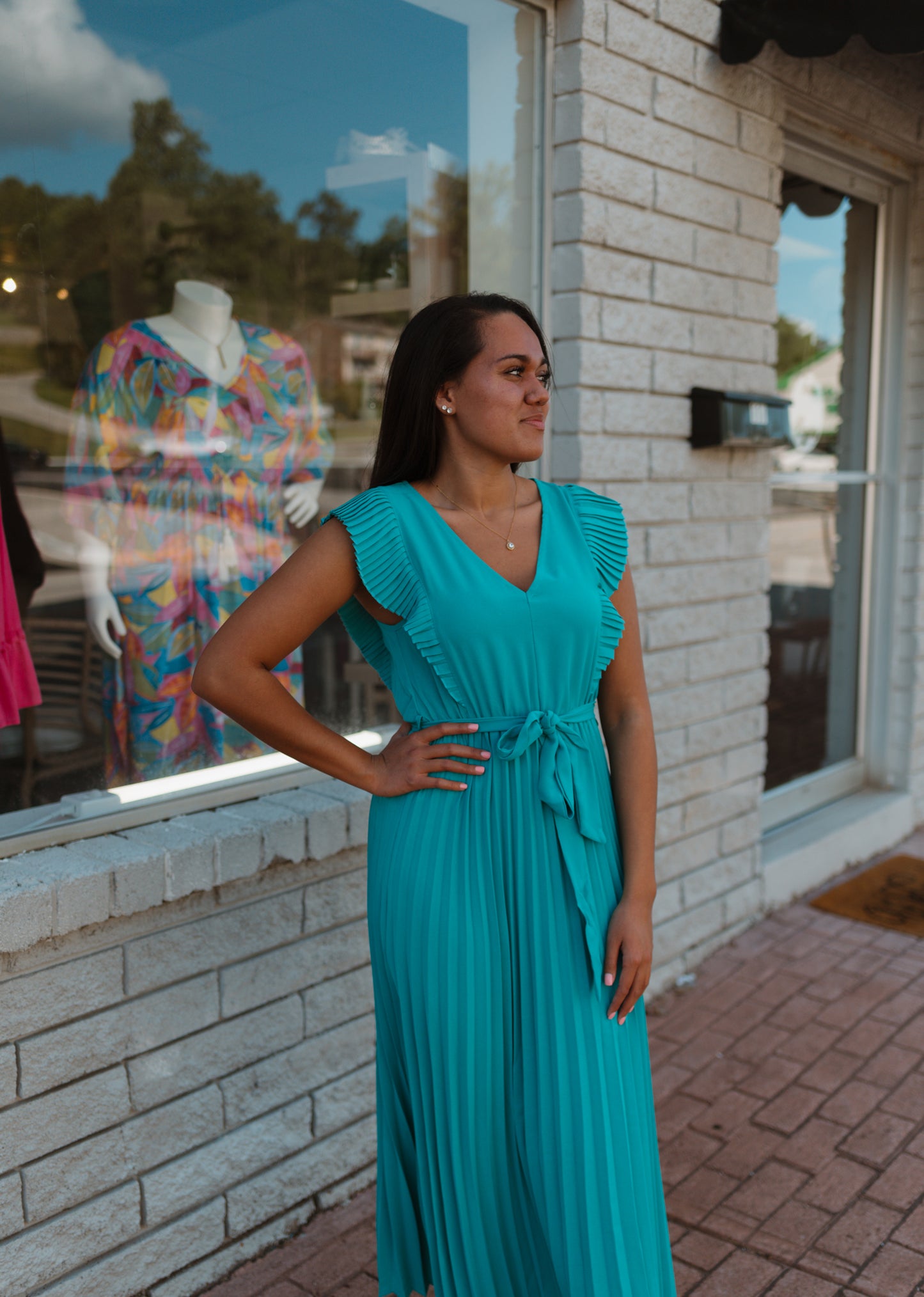 Pleated Ruffle Maxi Dress