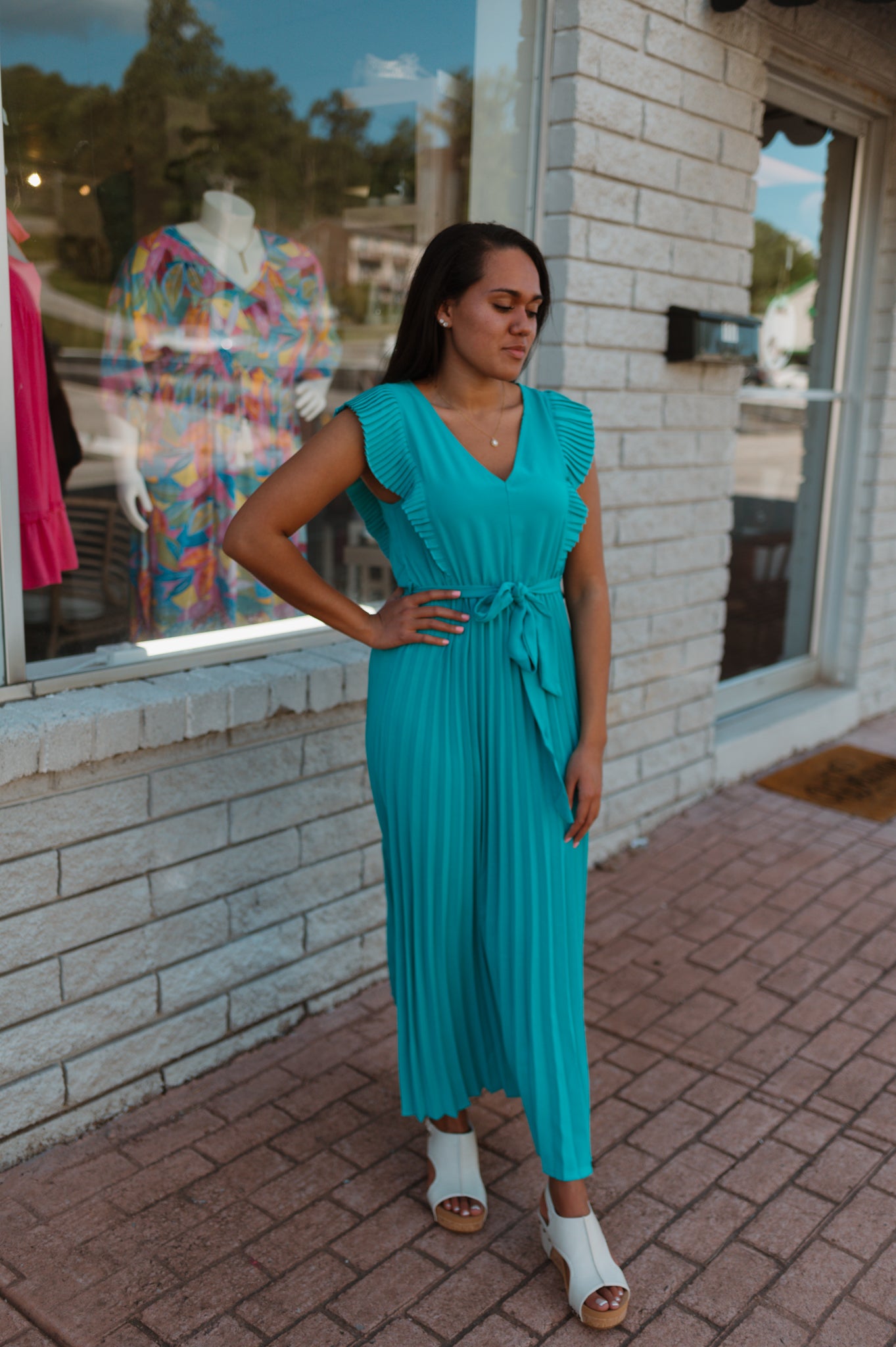Pleated Ruffle Maxi Dress