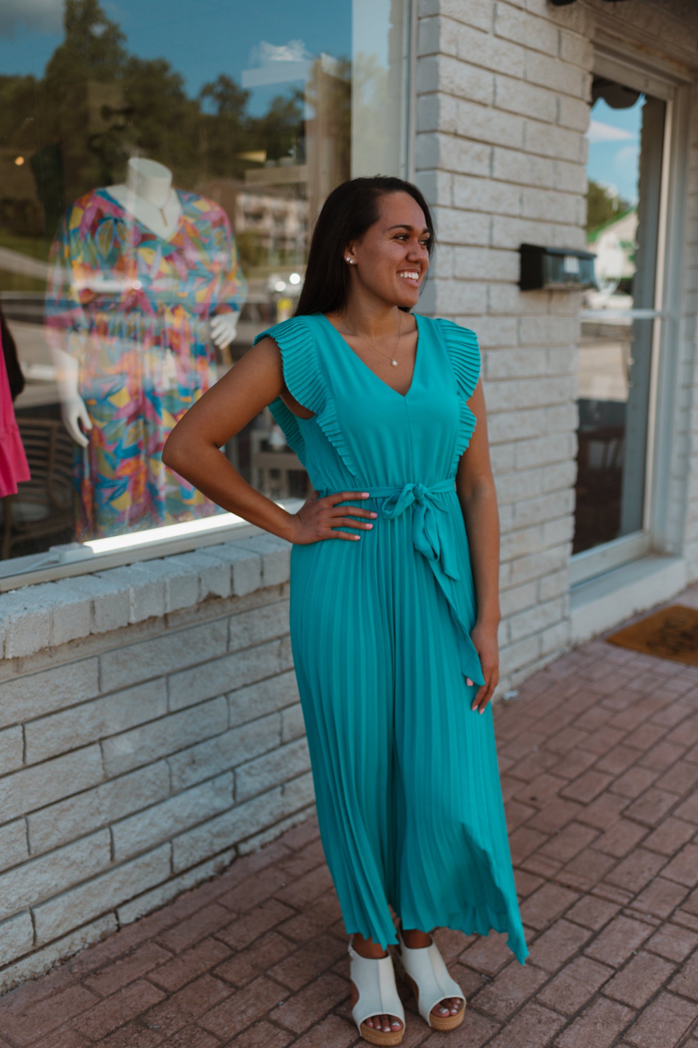Pleated Ruffle Maxi Dress