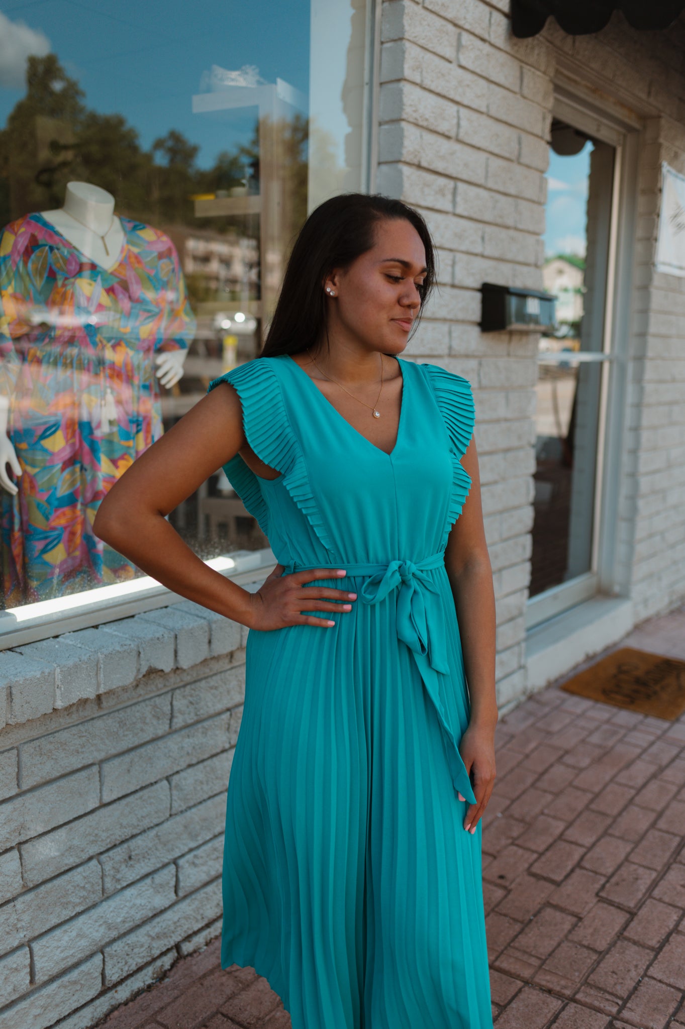 Pleated Ruffle Maxi Dress
