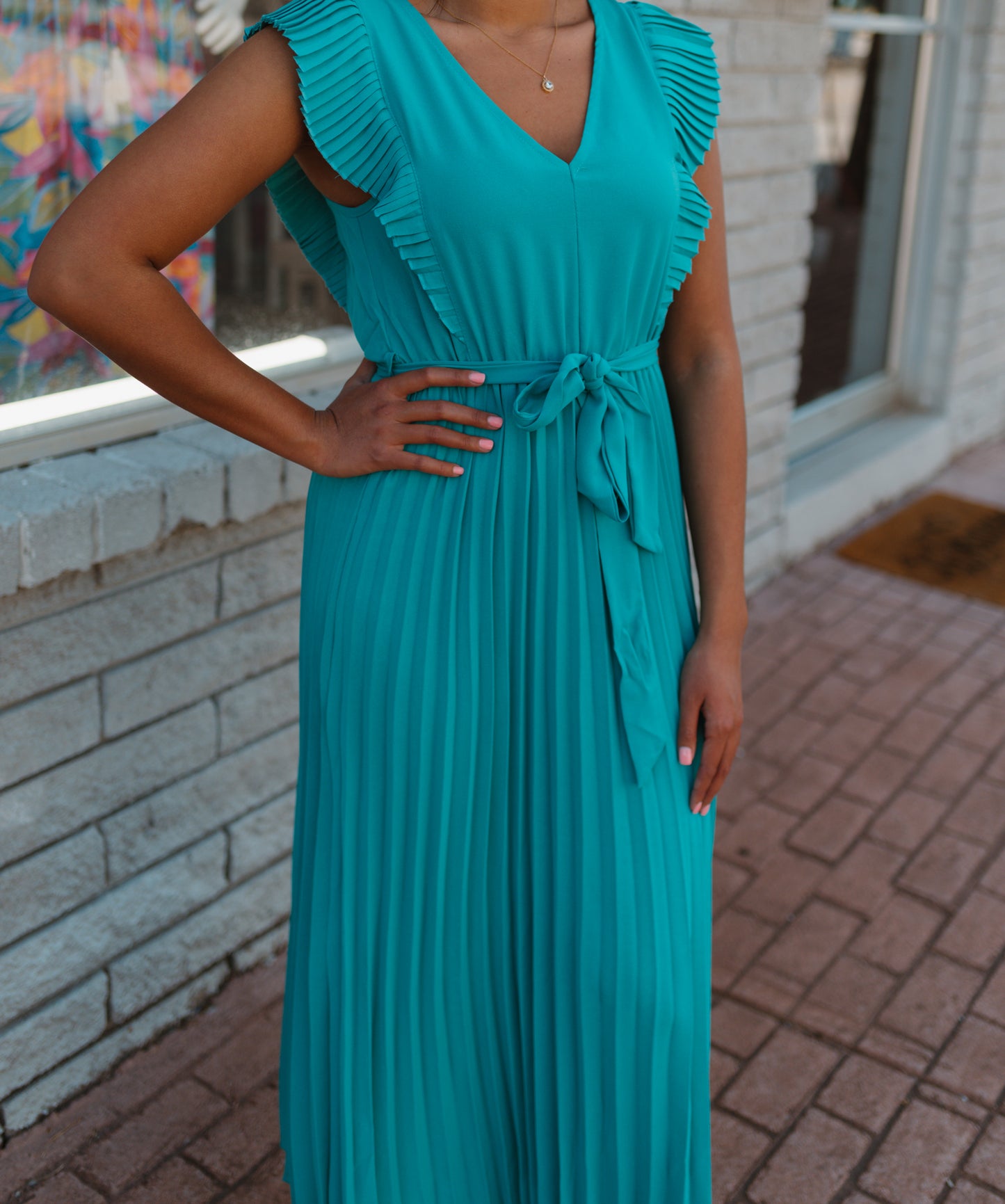 Pleated Ruffle Maxi Dress