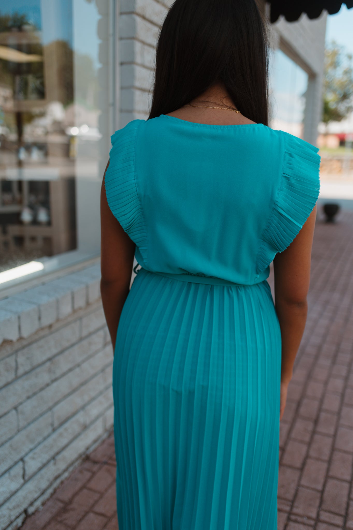 Pleated Ruffle Maxi Dress