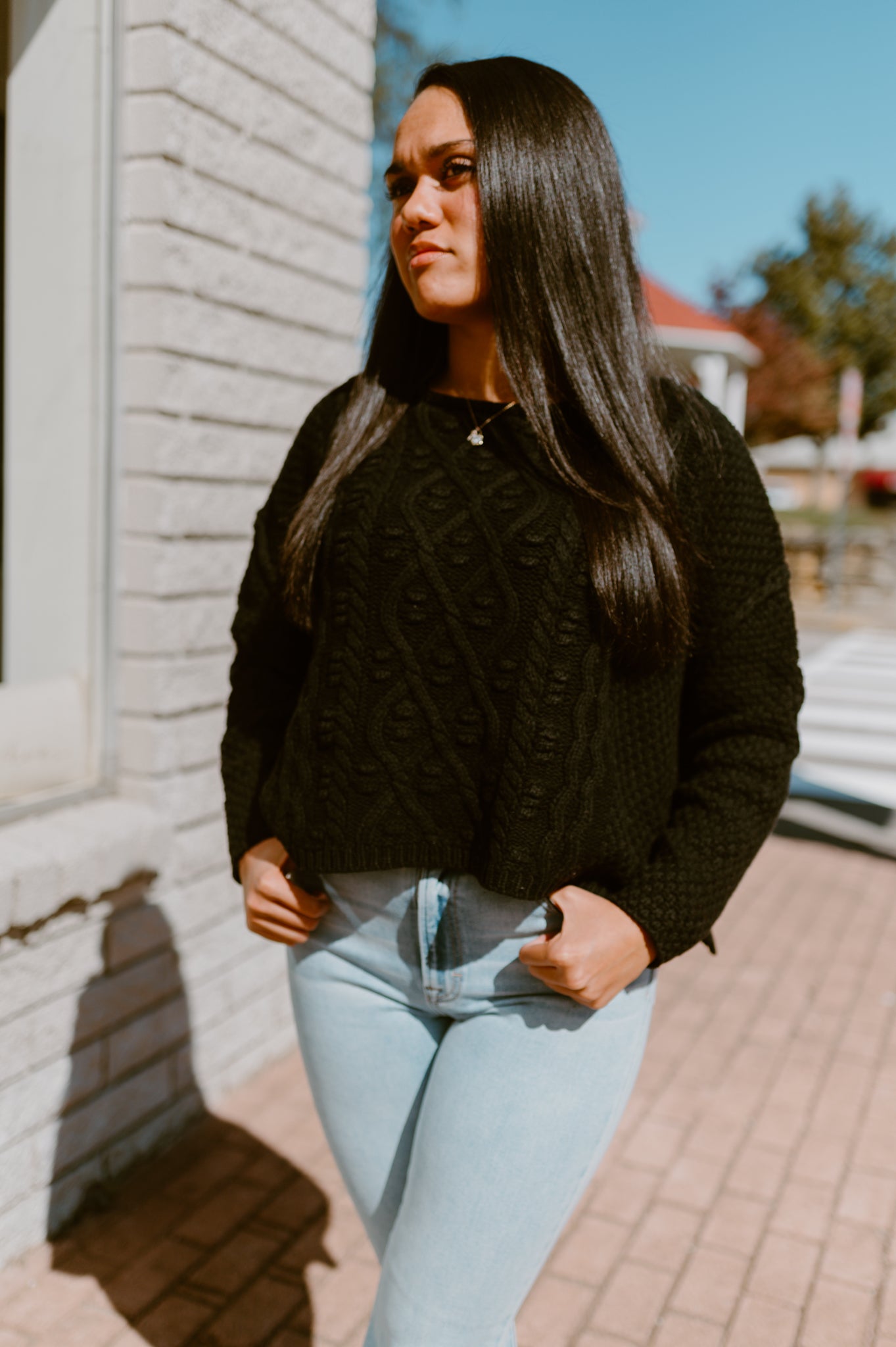 Modern Textured Boxy Sweater | Black