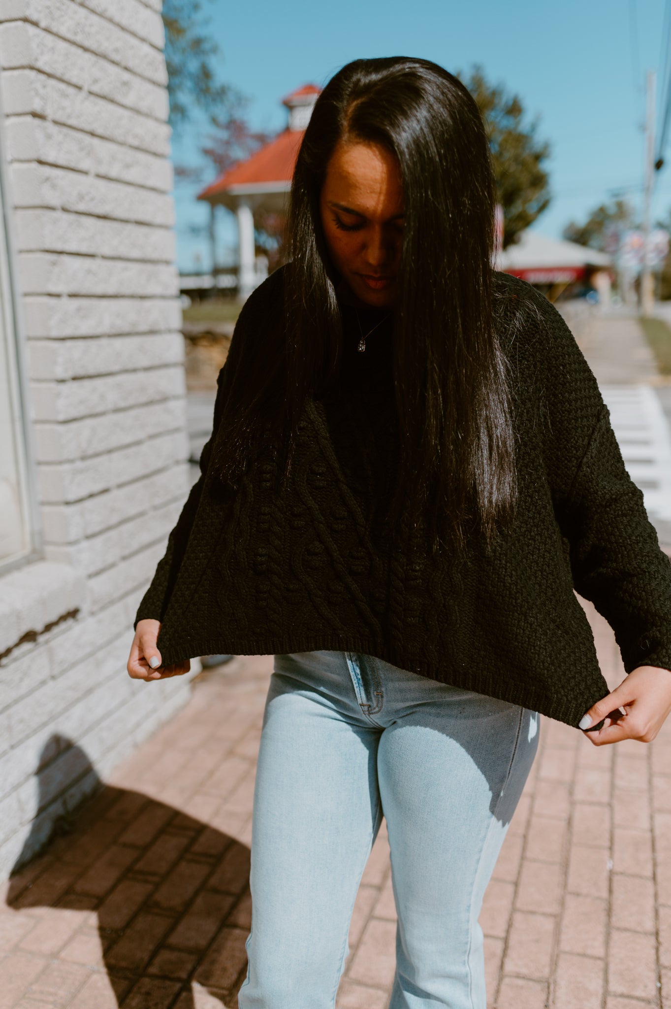 Modern Textured Boxy Sweater | Black