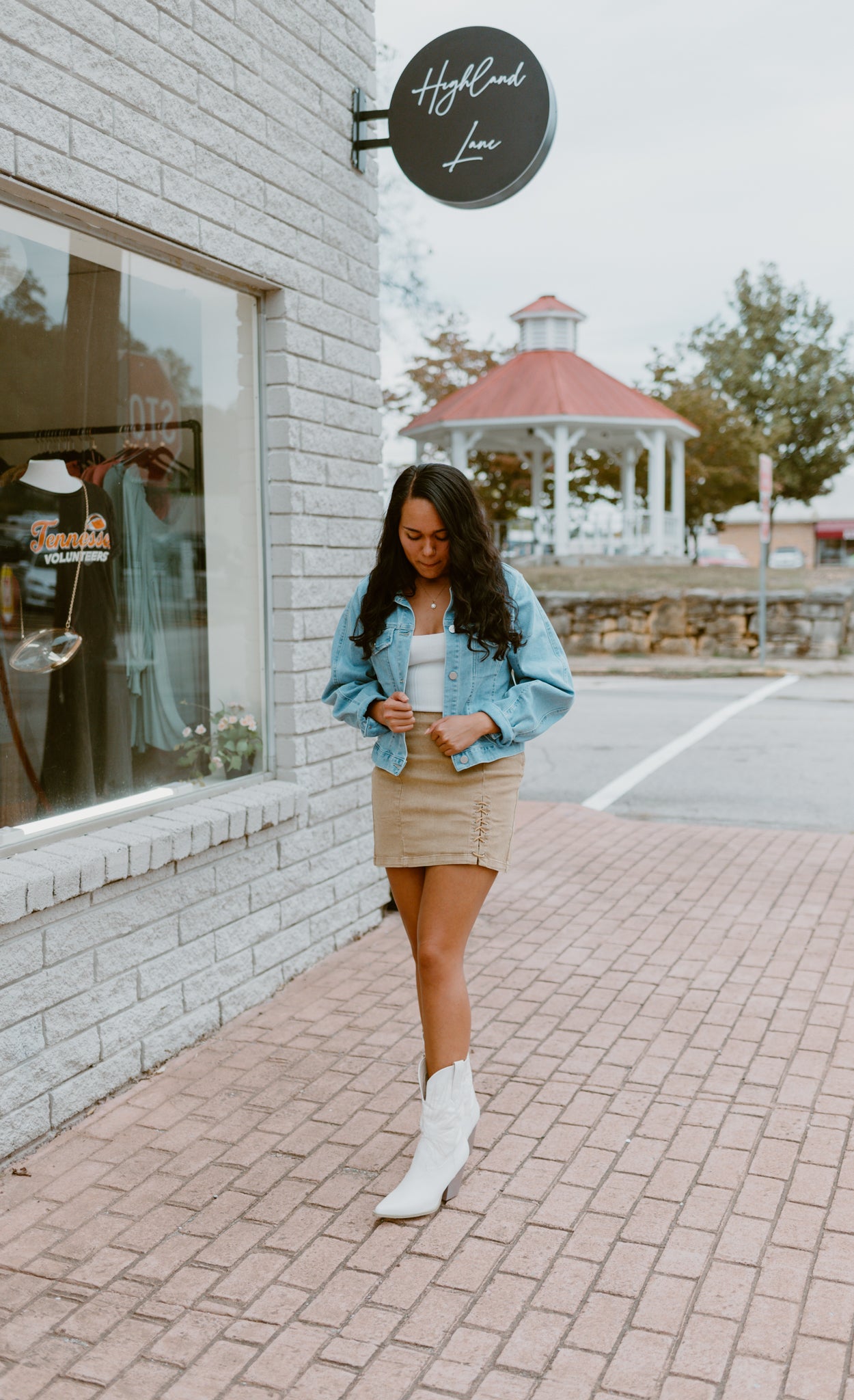Grommet Lace-Up Denim High-Waisted Mini Skirt- Coco