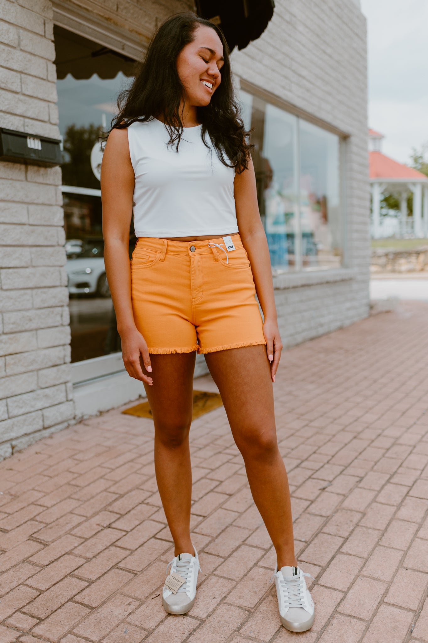 Judy Blue Color Me Happy Orange Shorts